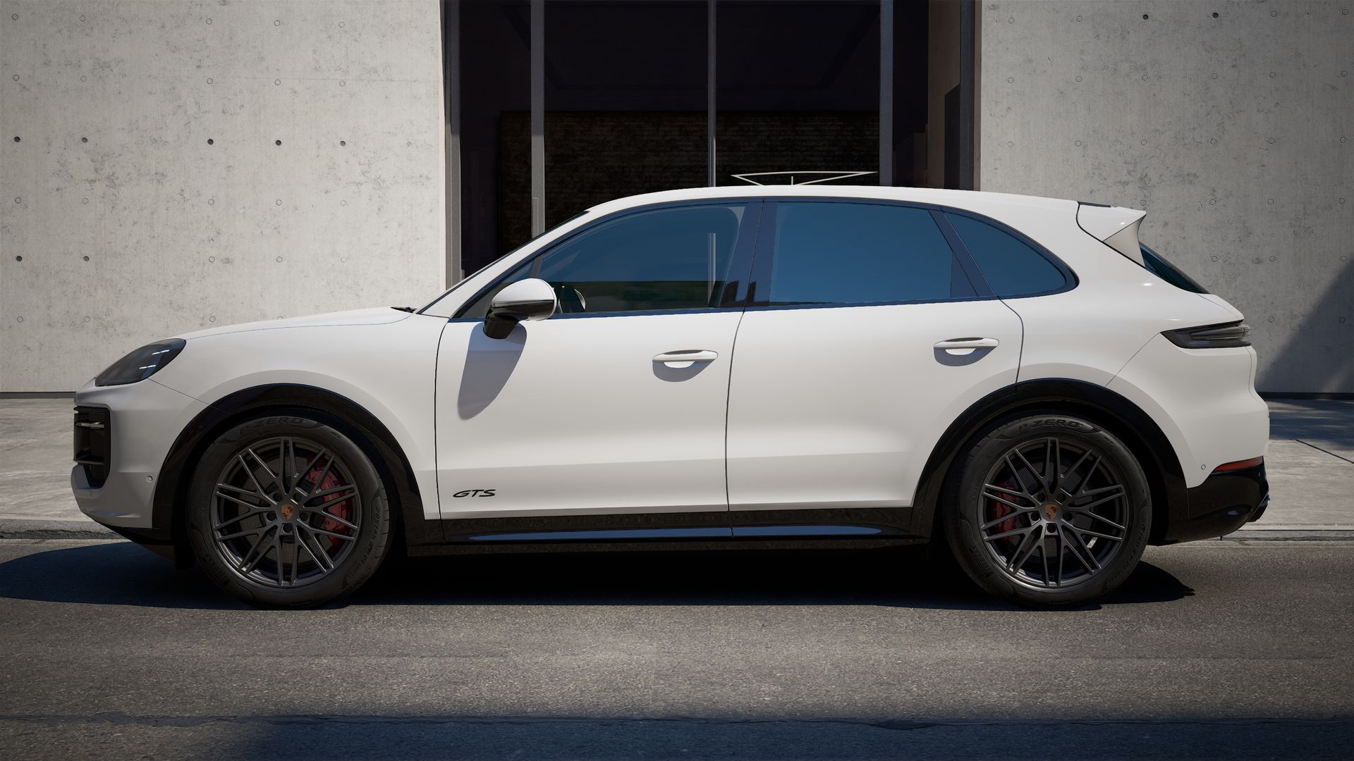 Exterior view of Cayenne GTS showing the left side of the car