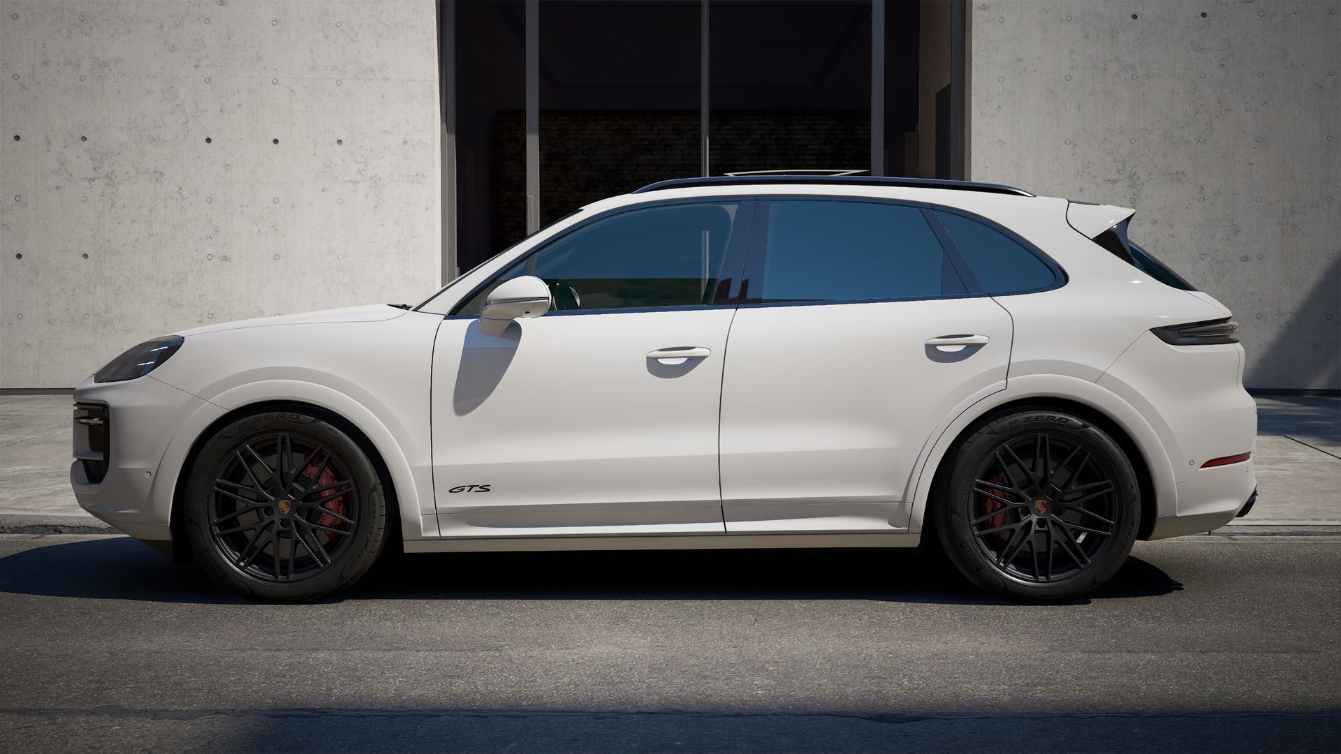 Exterior view of Cayenne GTS showing the left side of the car