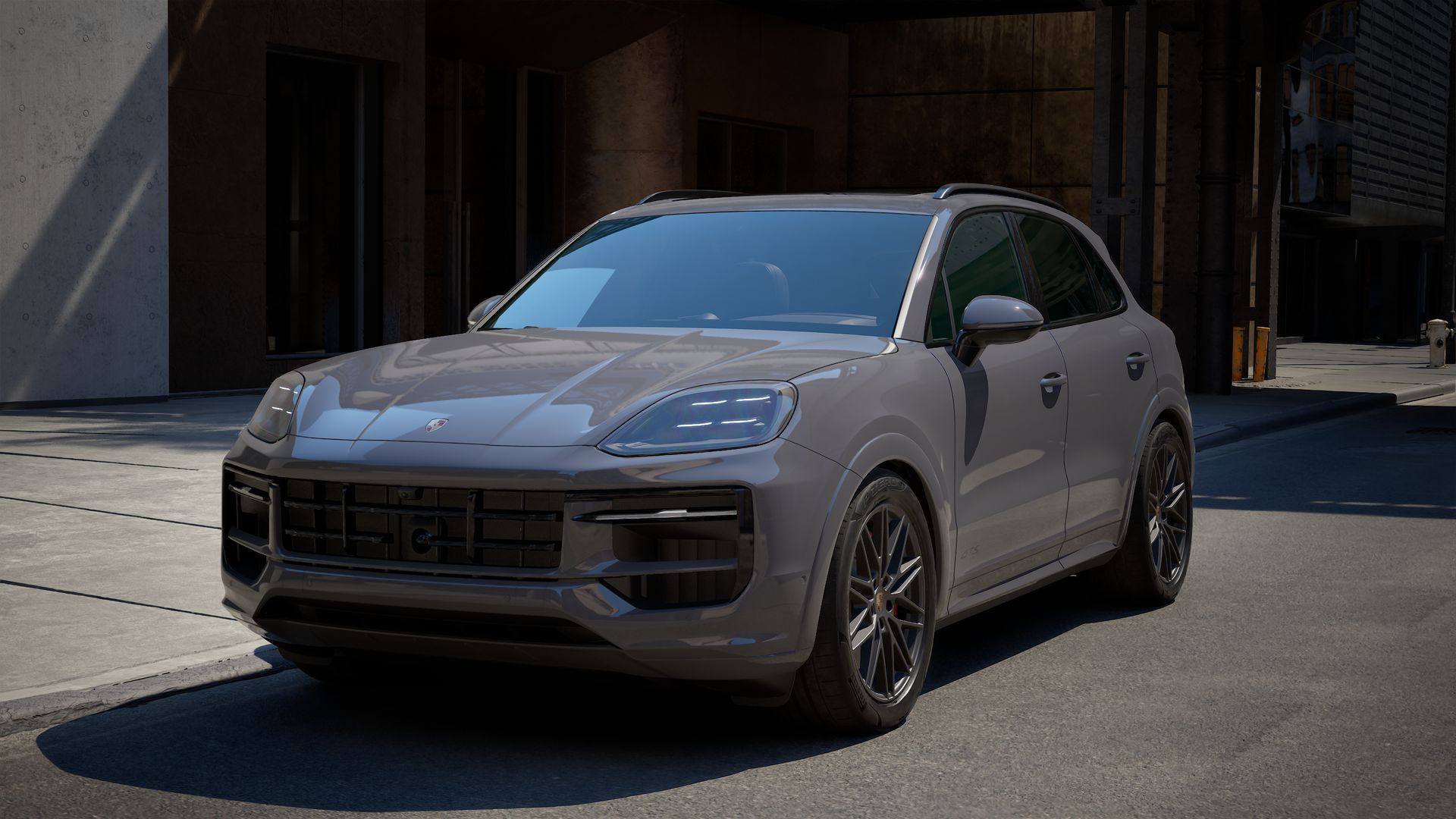 Exterior view of Cayenne GTS showing the front and left side of the car