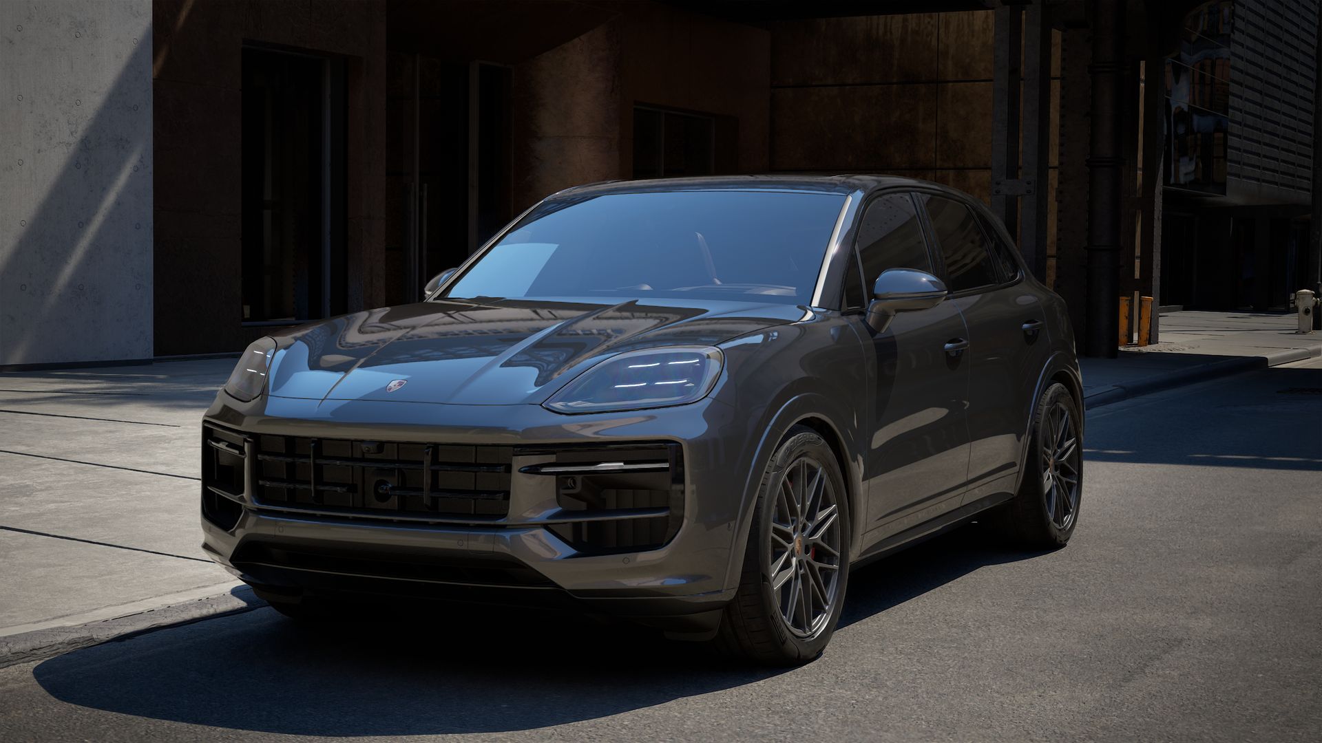 Exterior view of Cayenne GTS showing the front and left side of the car