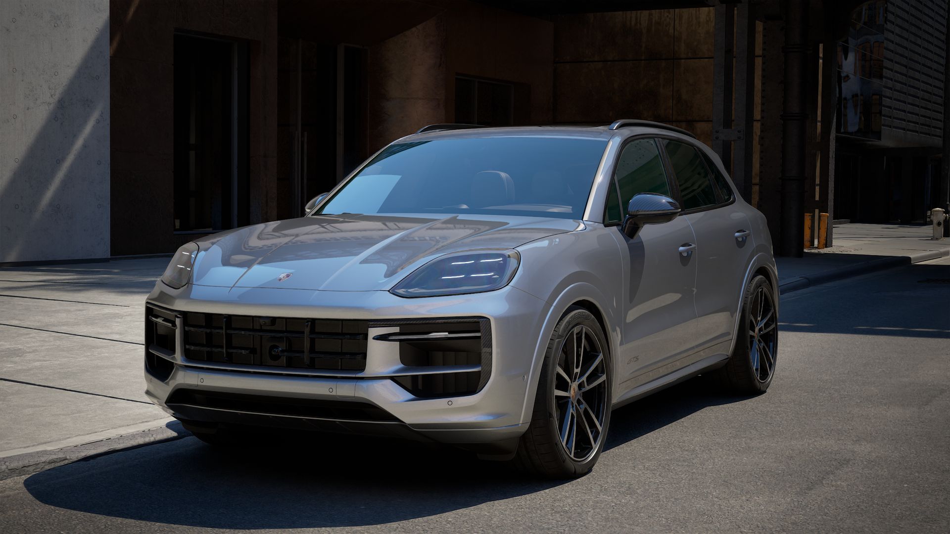 Exterior view of Cayenne GTS showing the front and left side of the car