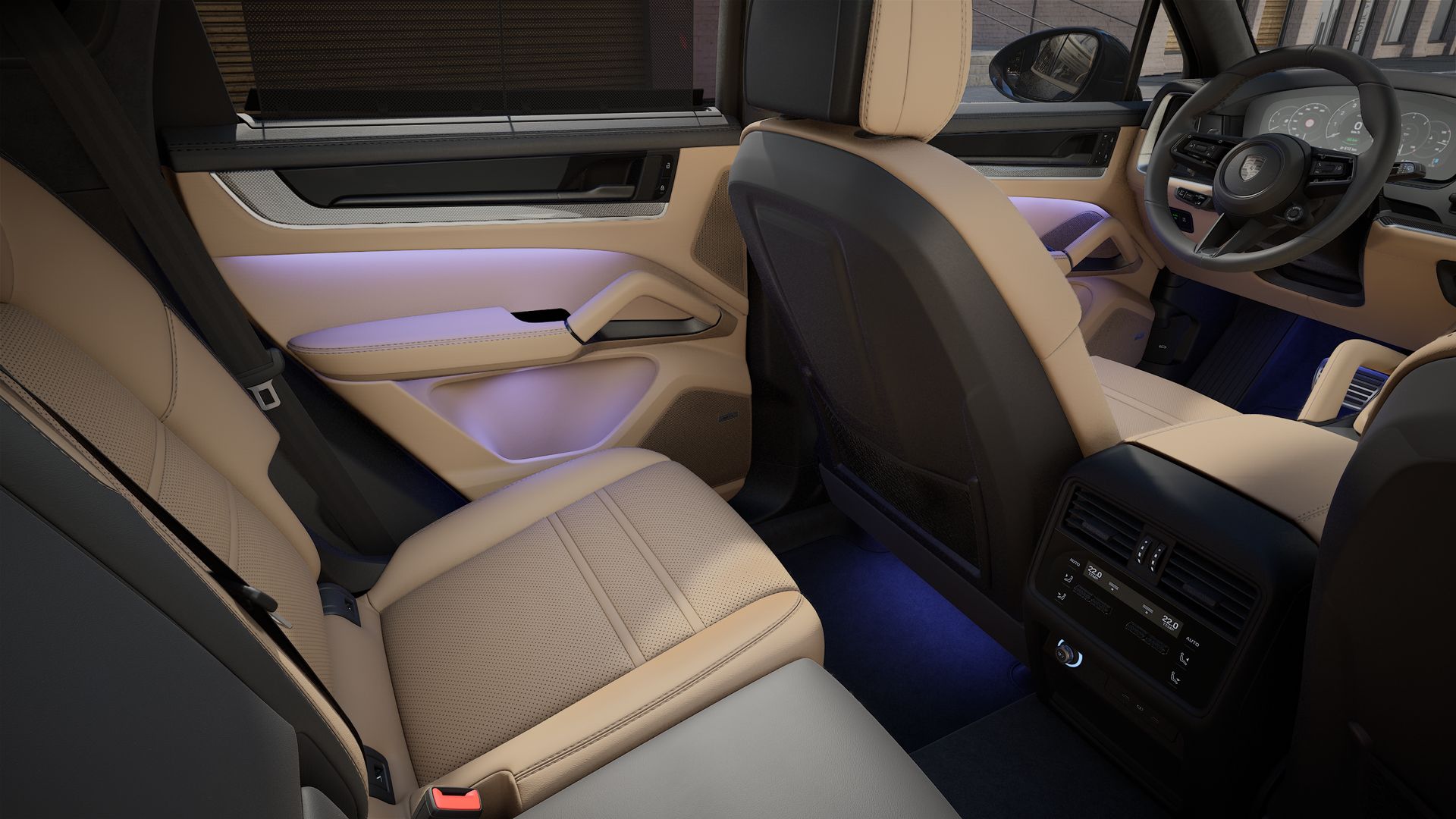 Interior view showing the back seats of Cayenne Turbo E-Hybrid