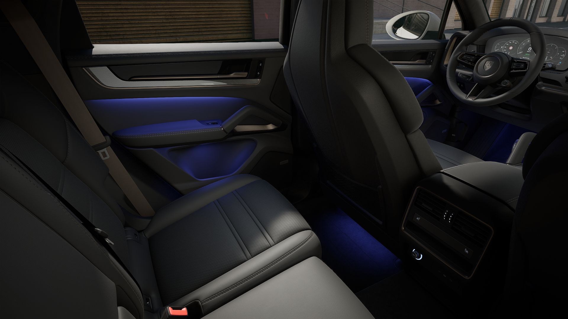 Interior view showing the back seats of Cayenne Turbo E-Hybrid