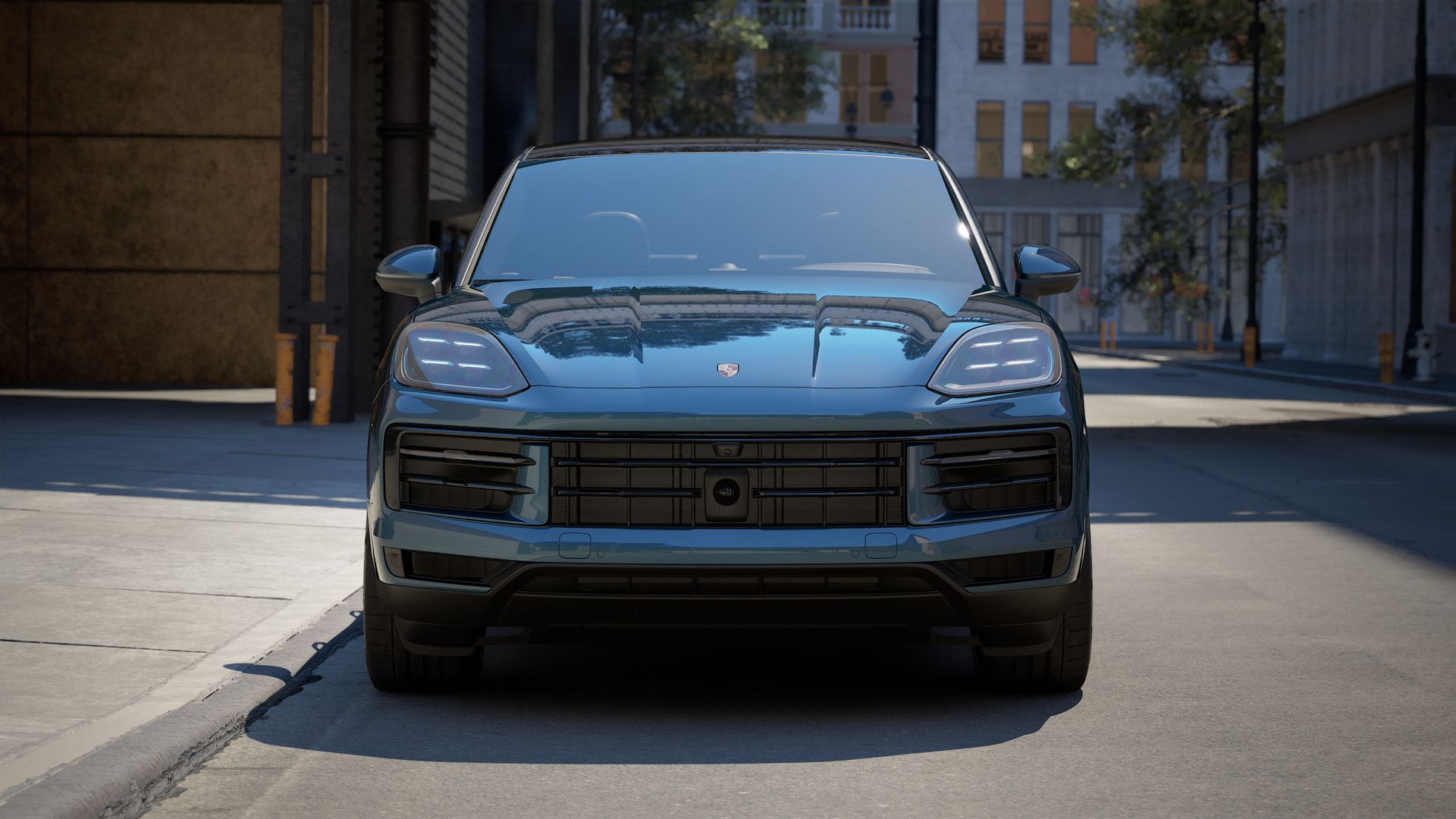 Exterior view of Cayenne Coupe showing the front of the car