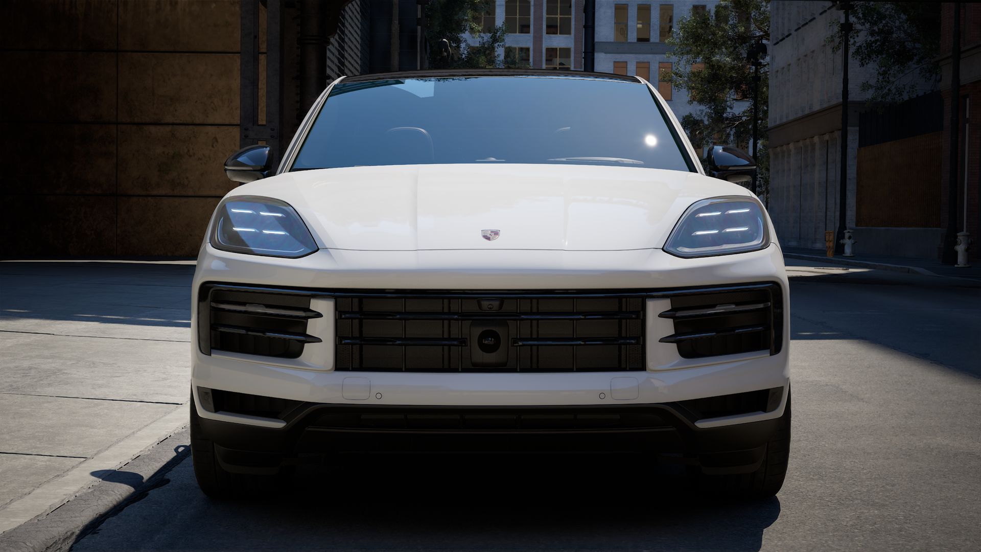 Exterior view of Cayenne Coupe showing the front of the car