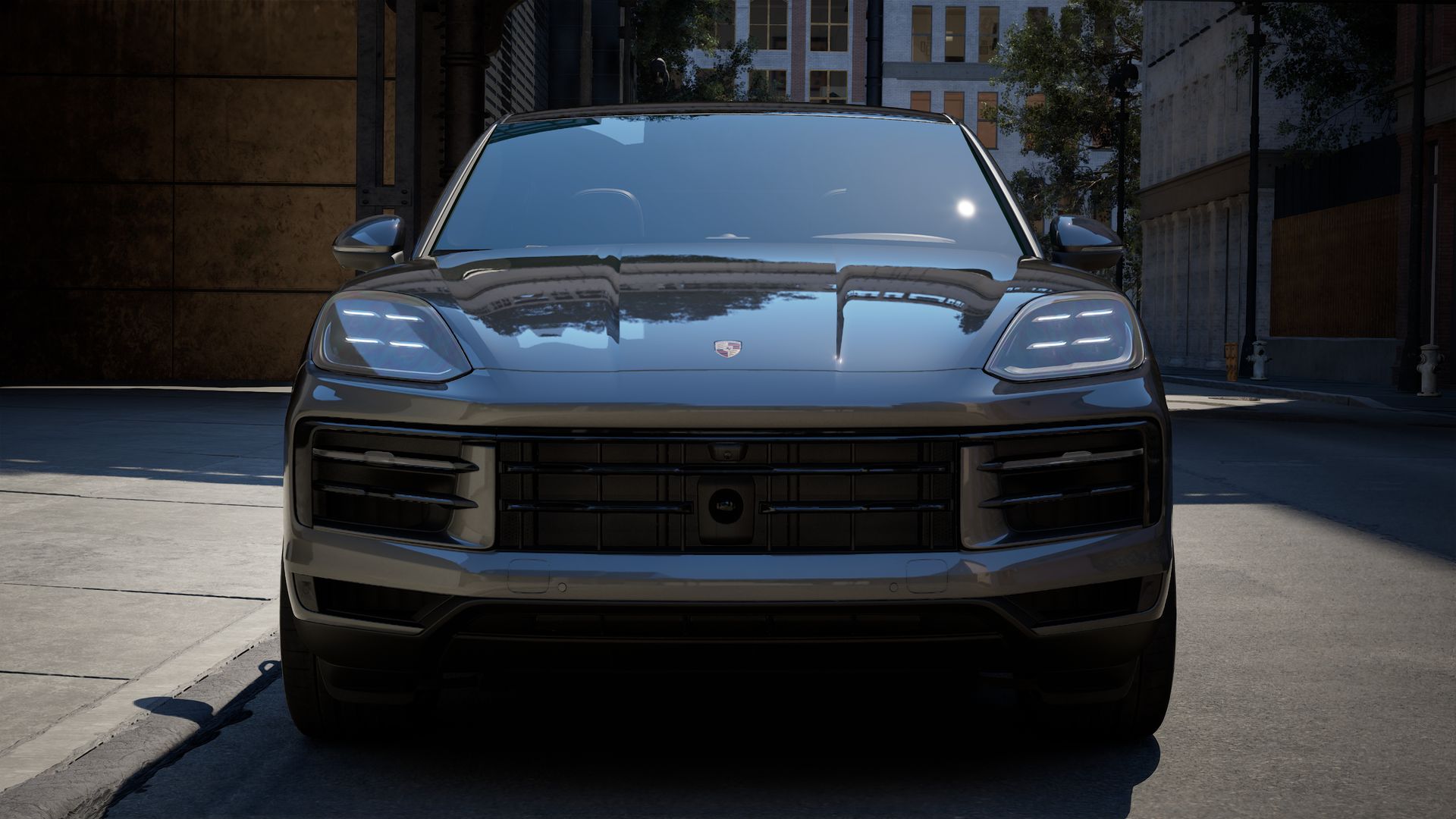 Exterior view of Cayenne Coupe showing the front of the car