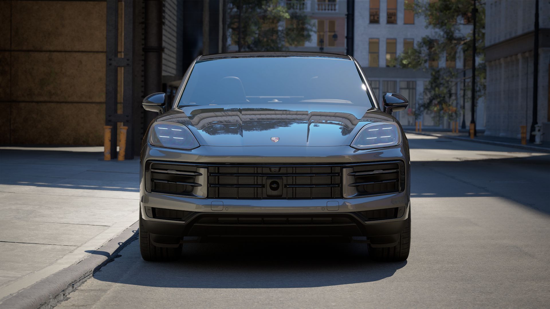 Exterior view of Cayenne Coupe showing the front of the car