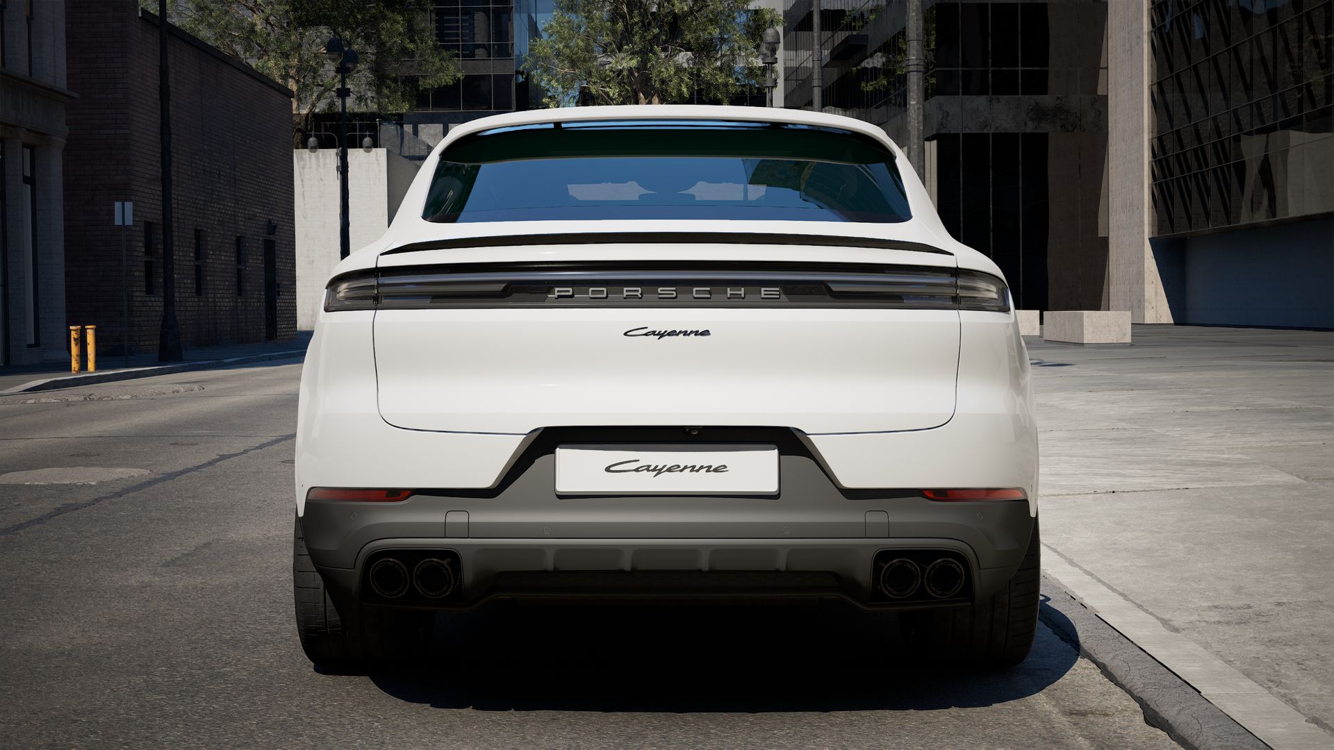 Exterior view of Cayenne Coupe showing the rear of the car