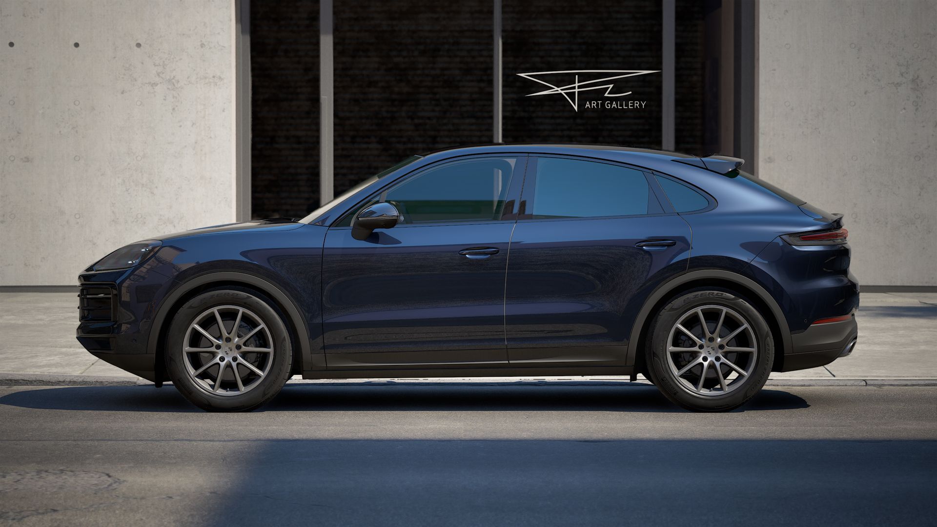 Exterior view of Cayenne Coupe showing the left side of the car