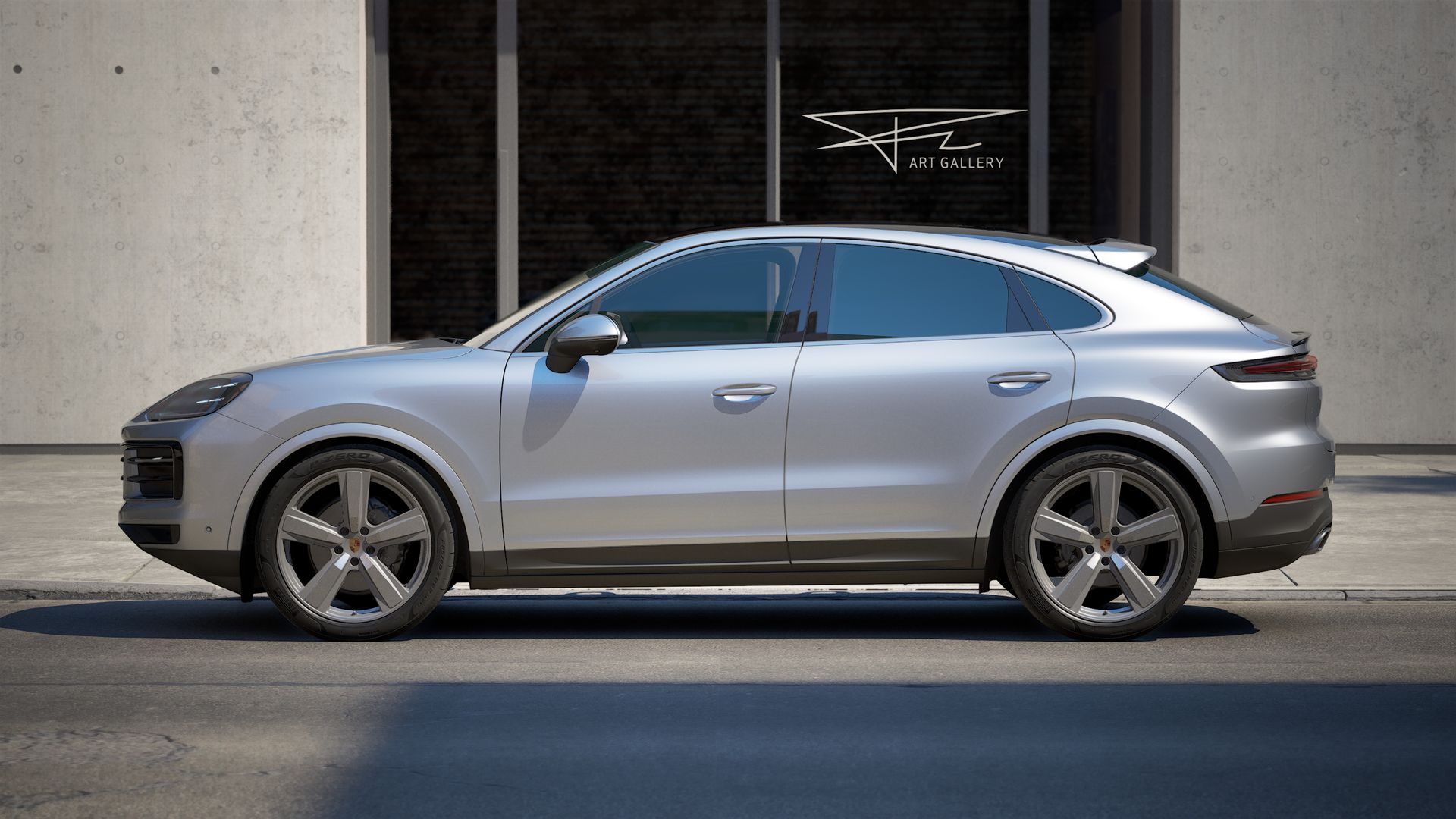 Exterior view of Cayenne Coupe showing the left side of the car