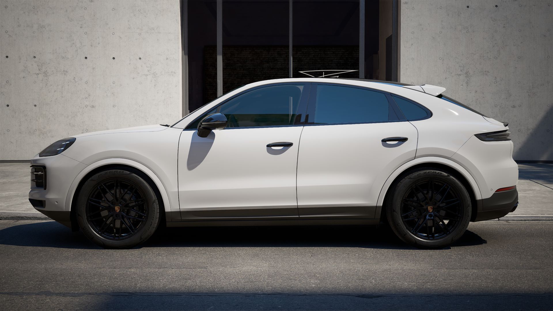 Exterior view of Cayenne Coupe showing the left side of the car
