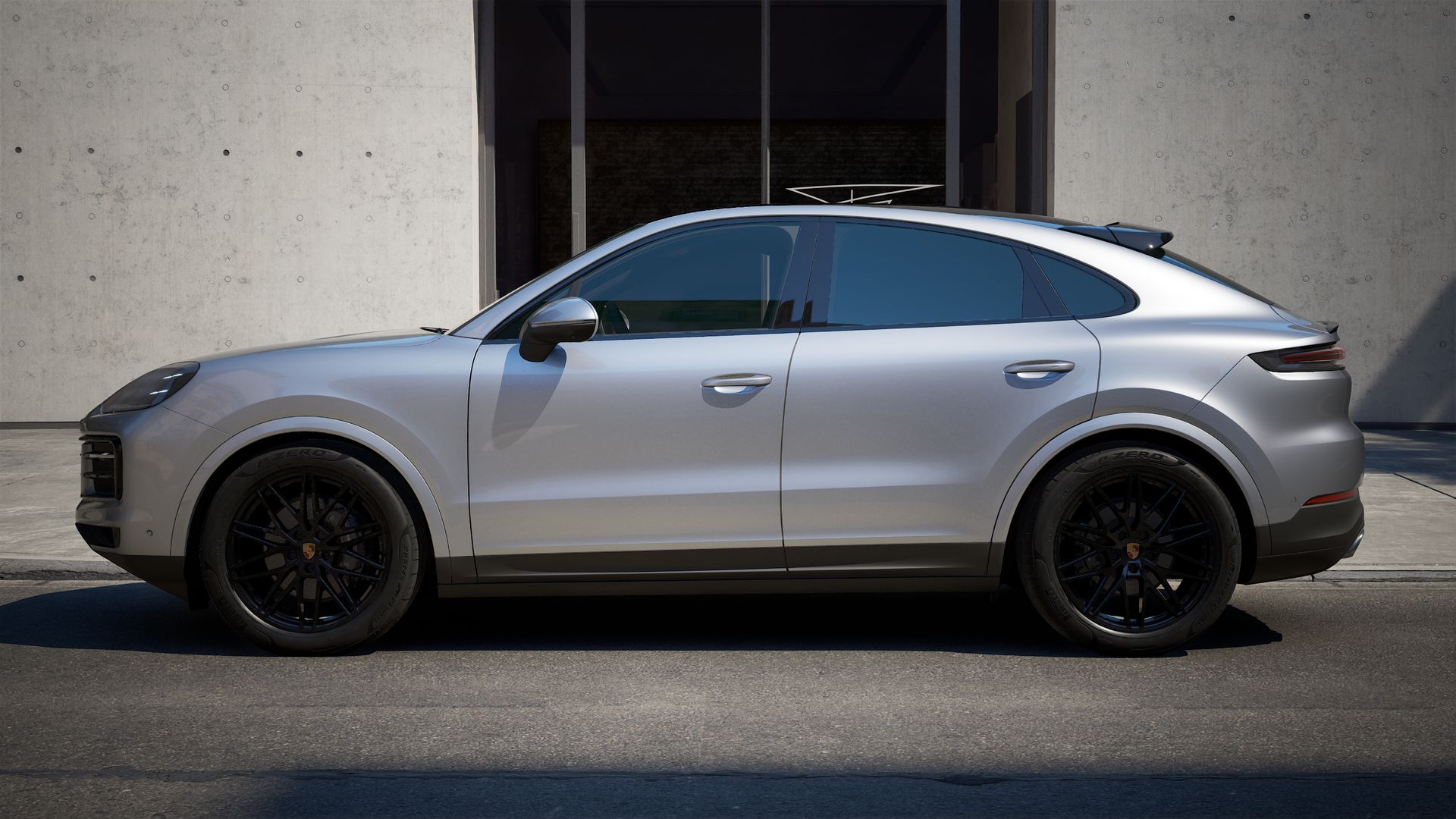 Exterior view of Cayenne Coupe showing the left side of the car