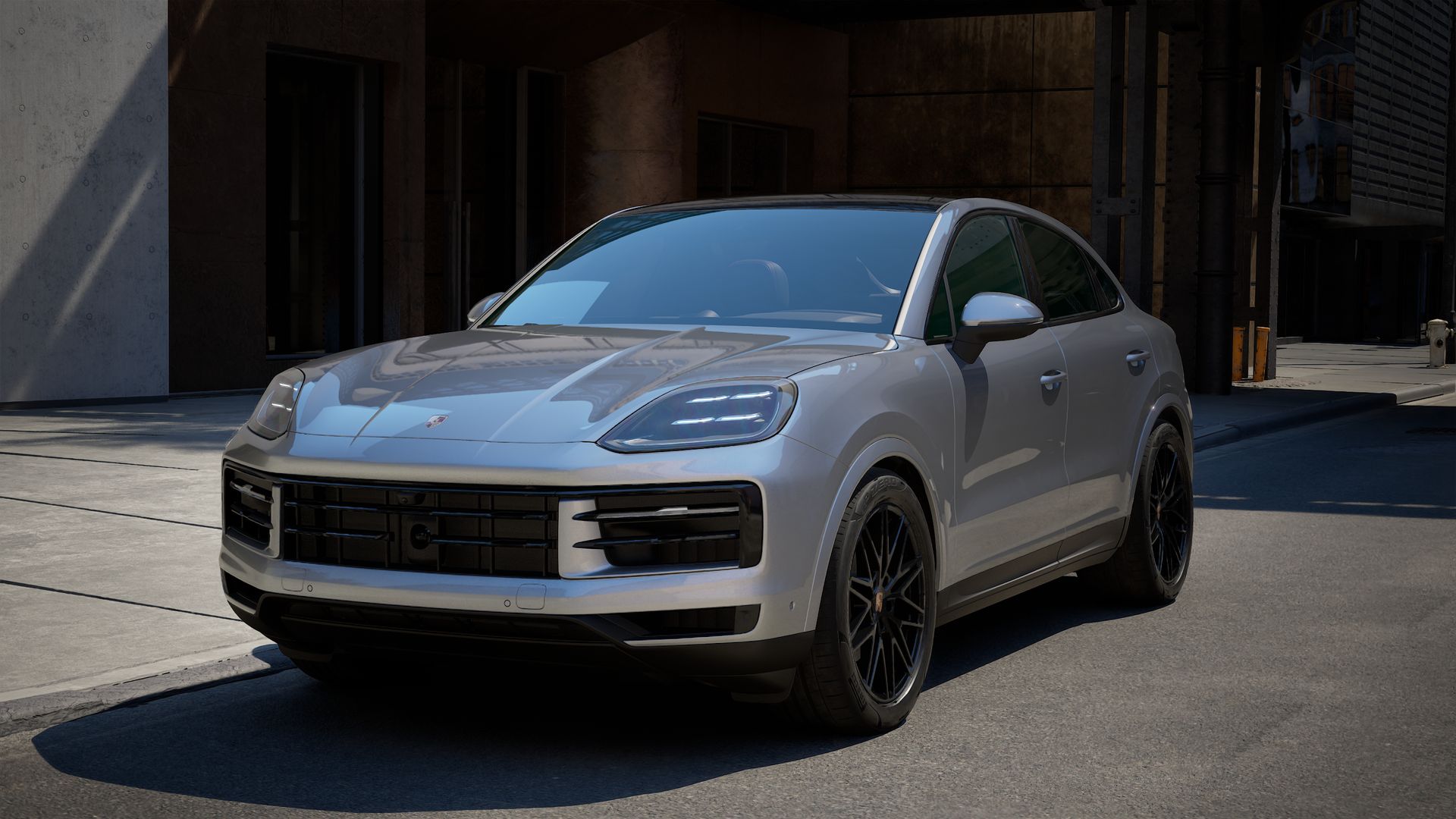 Exterior view of Cayenne Coupe showing the front and left side of the car