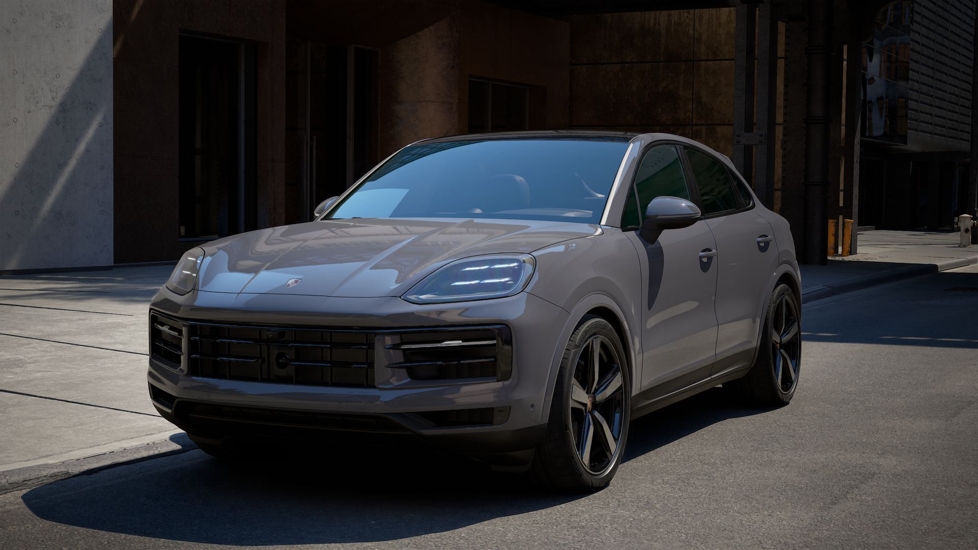 Exterior view of Cayenne Coupe showing the front and left side of the car