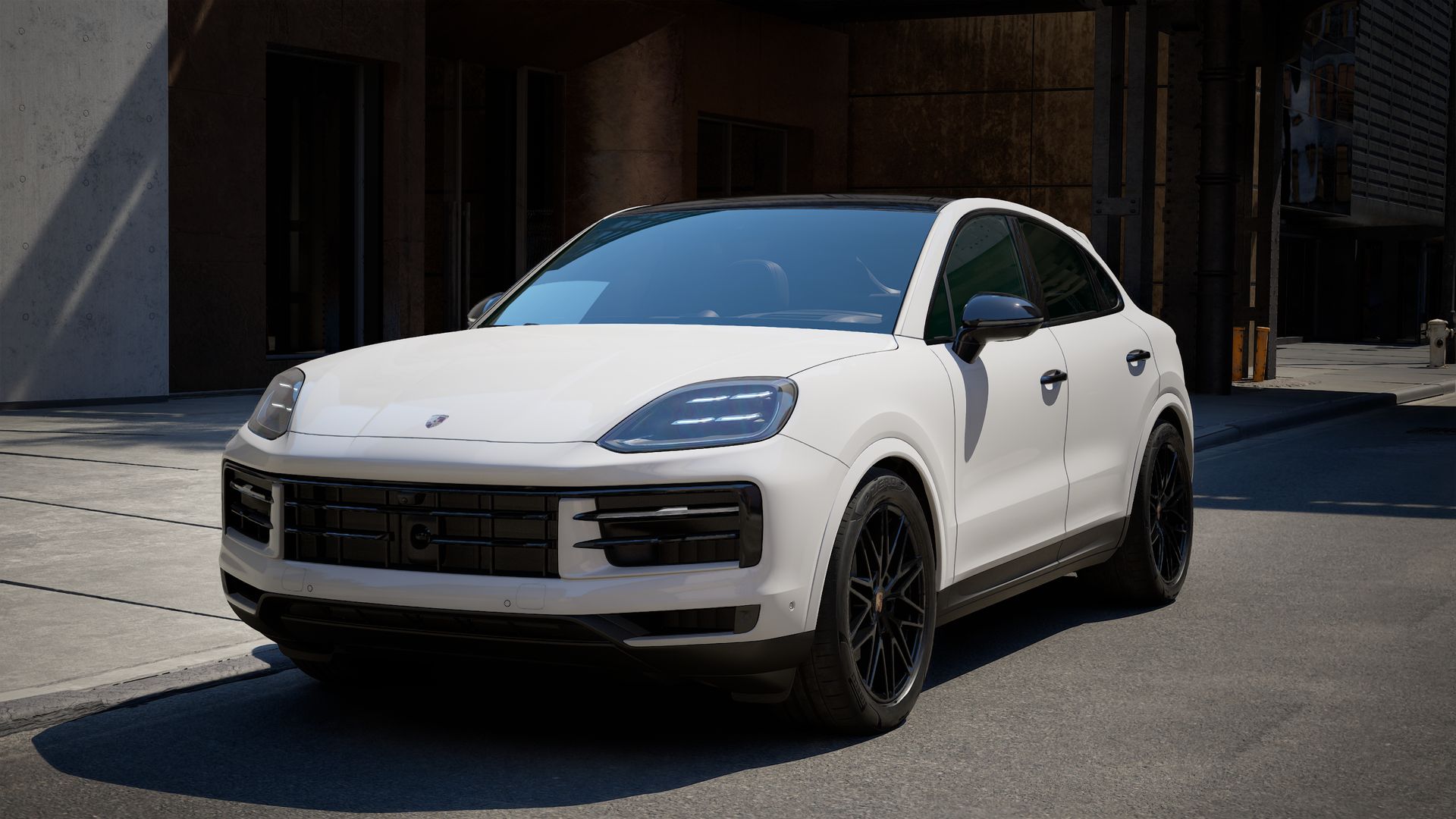 Exterior view of Cayenne Coupe showing the front and left side of the car