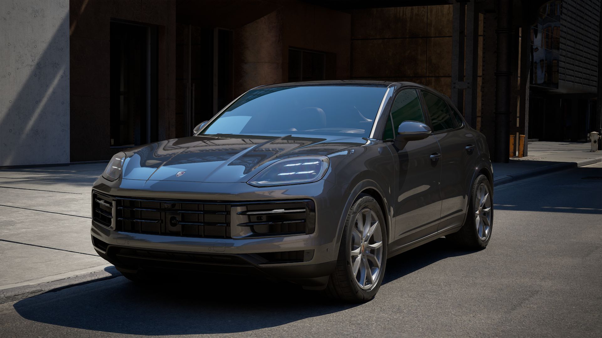Exterior view of Cayenne Coupe showing the front and left side of the car