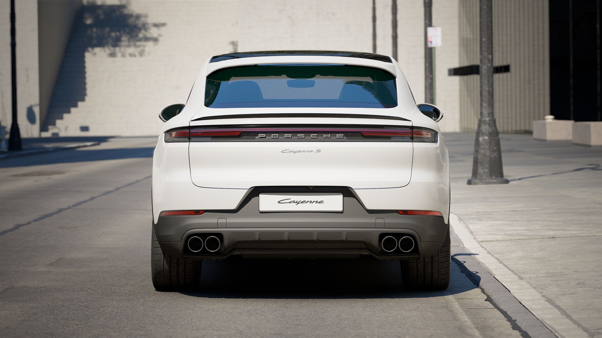 Exterior view of Cayenne S Coupe showing the rear of the car