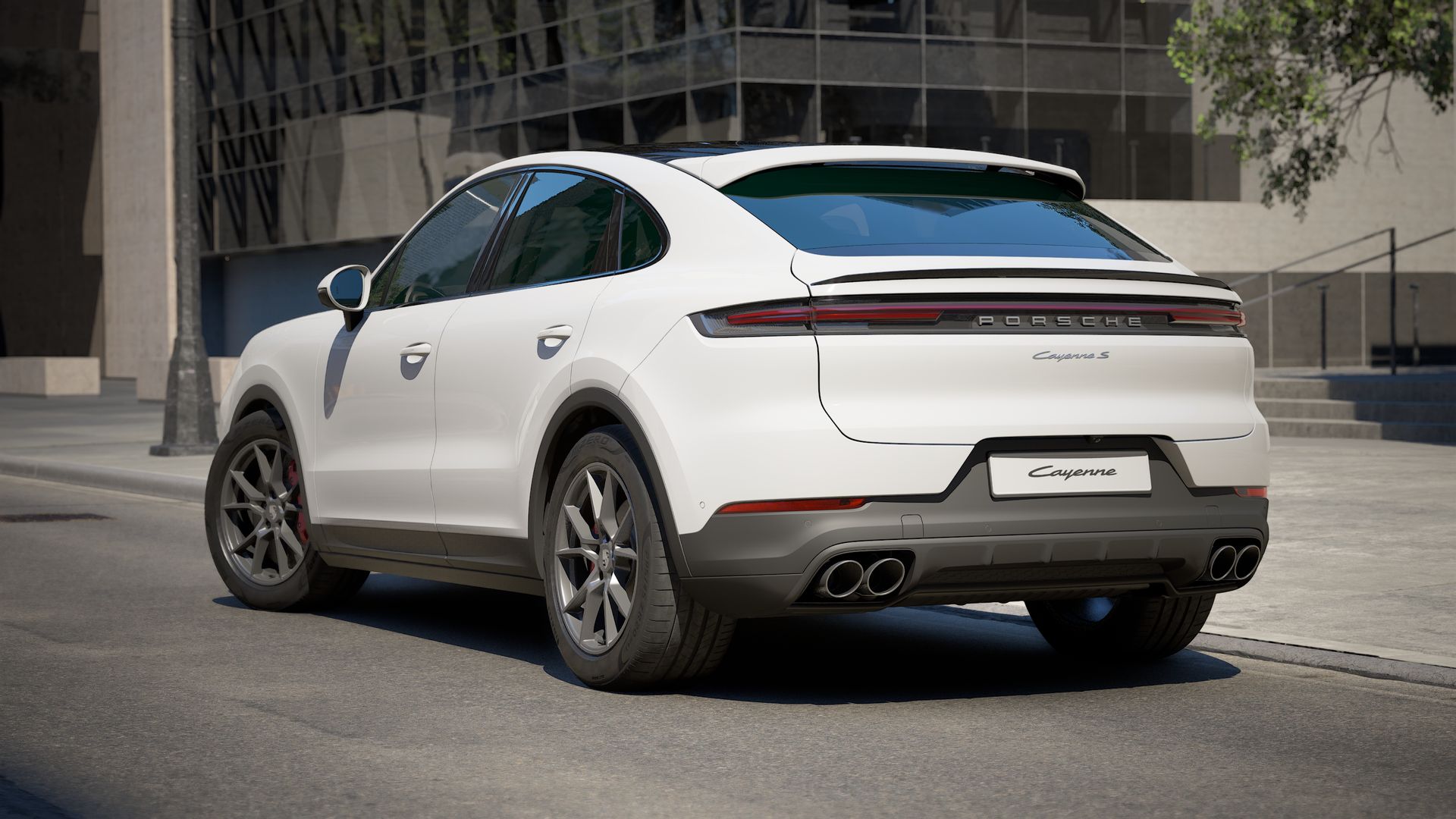 Exterior view of Cayenne S Coupe showing the back and left side of the car