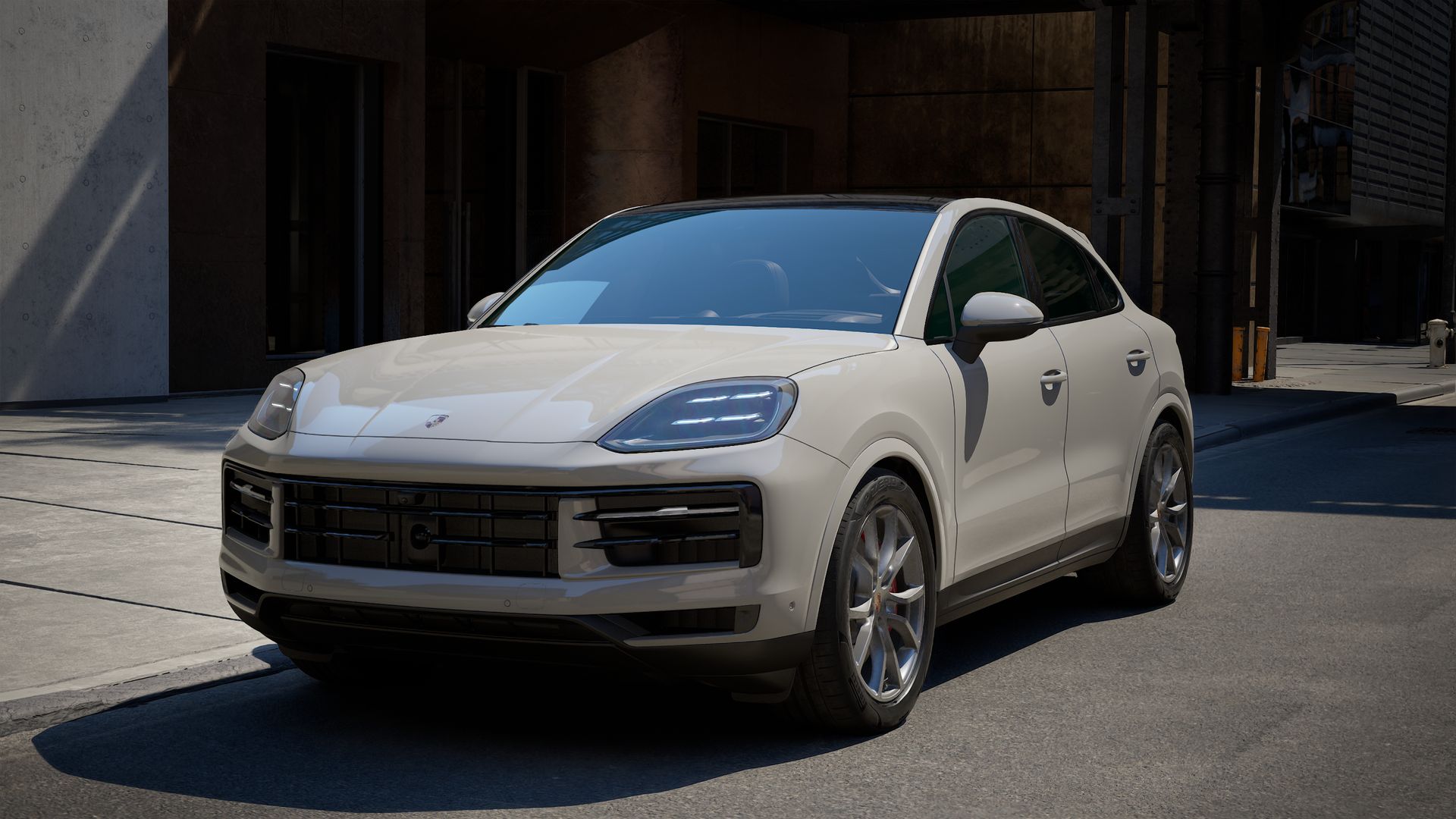 Exterior view of Cayenne S Coupe showing the front and left side of the car