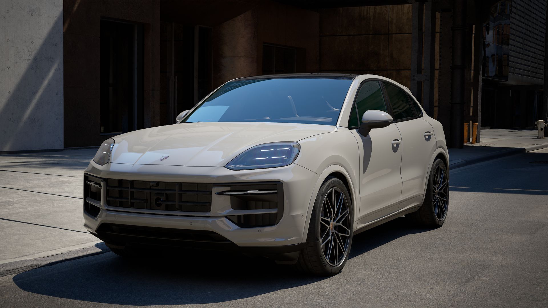 Exterior view of Cayenne S Coupe showing the front and left side of the car