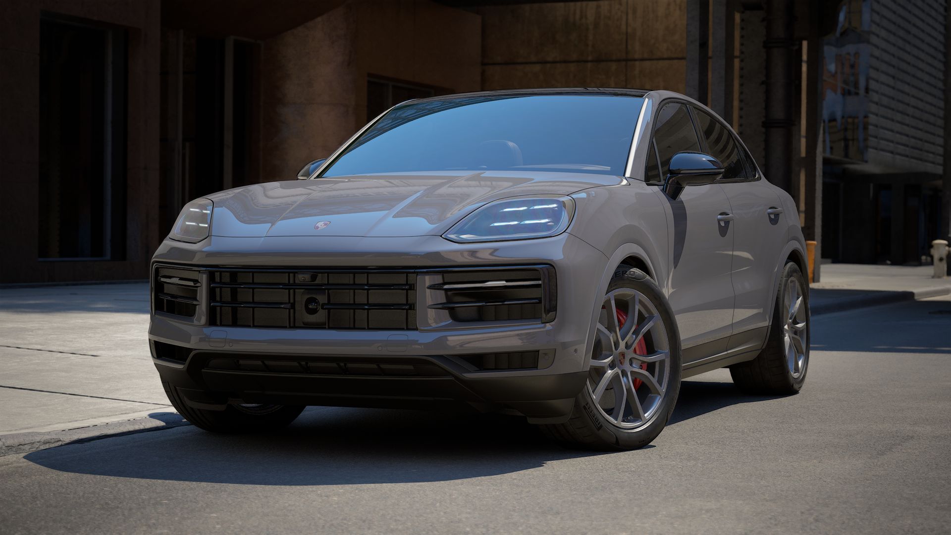 Exterior view of Cayenne S Coupe showing the front and left side of the car