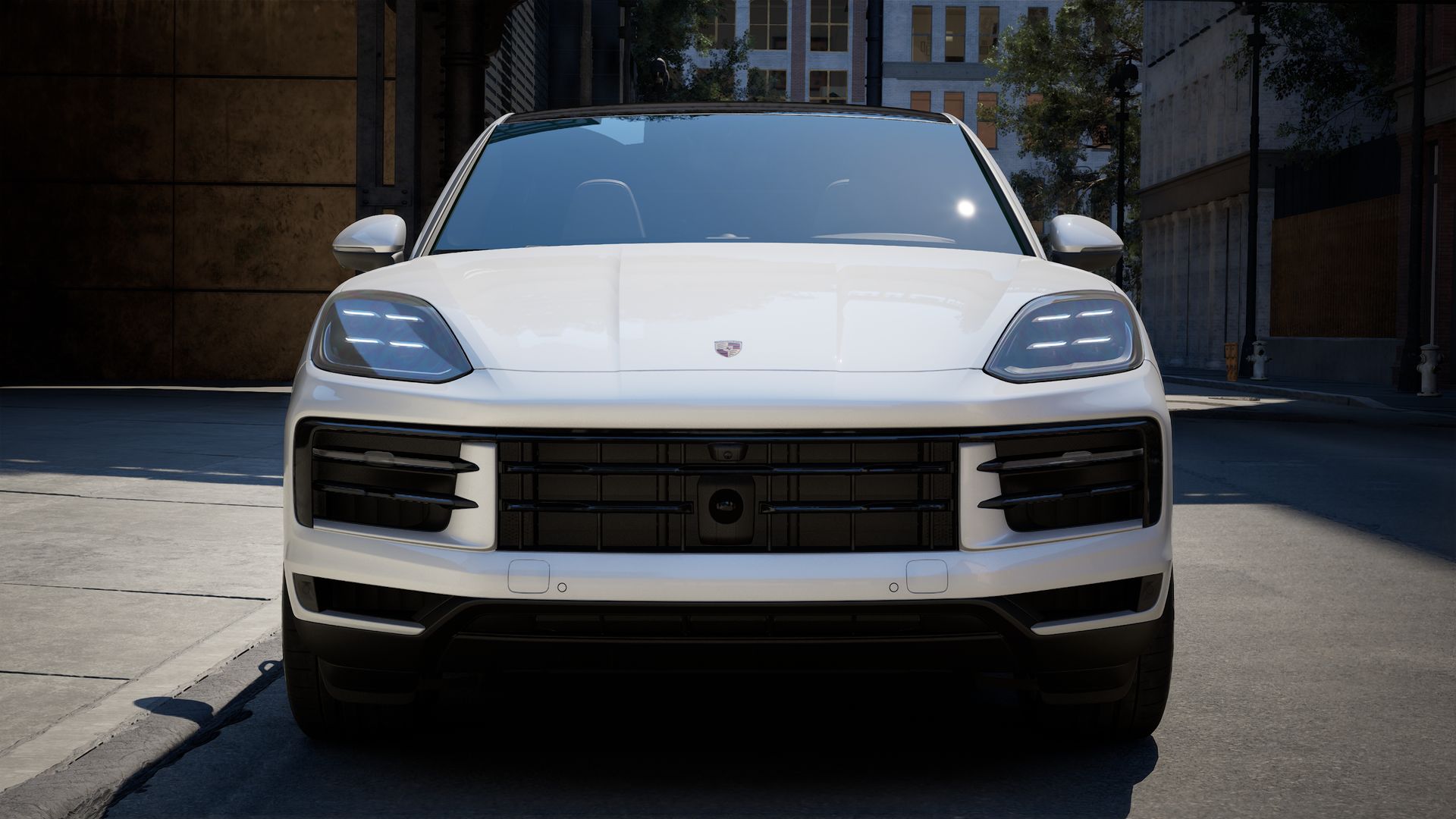 Exterior view of Cayenne S E-Hybrid Coupe showing the front of the car
