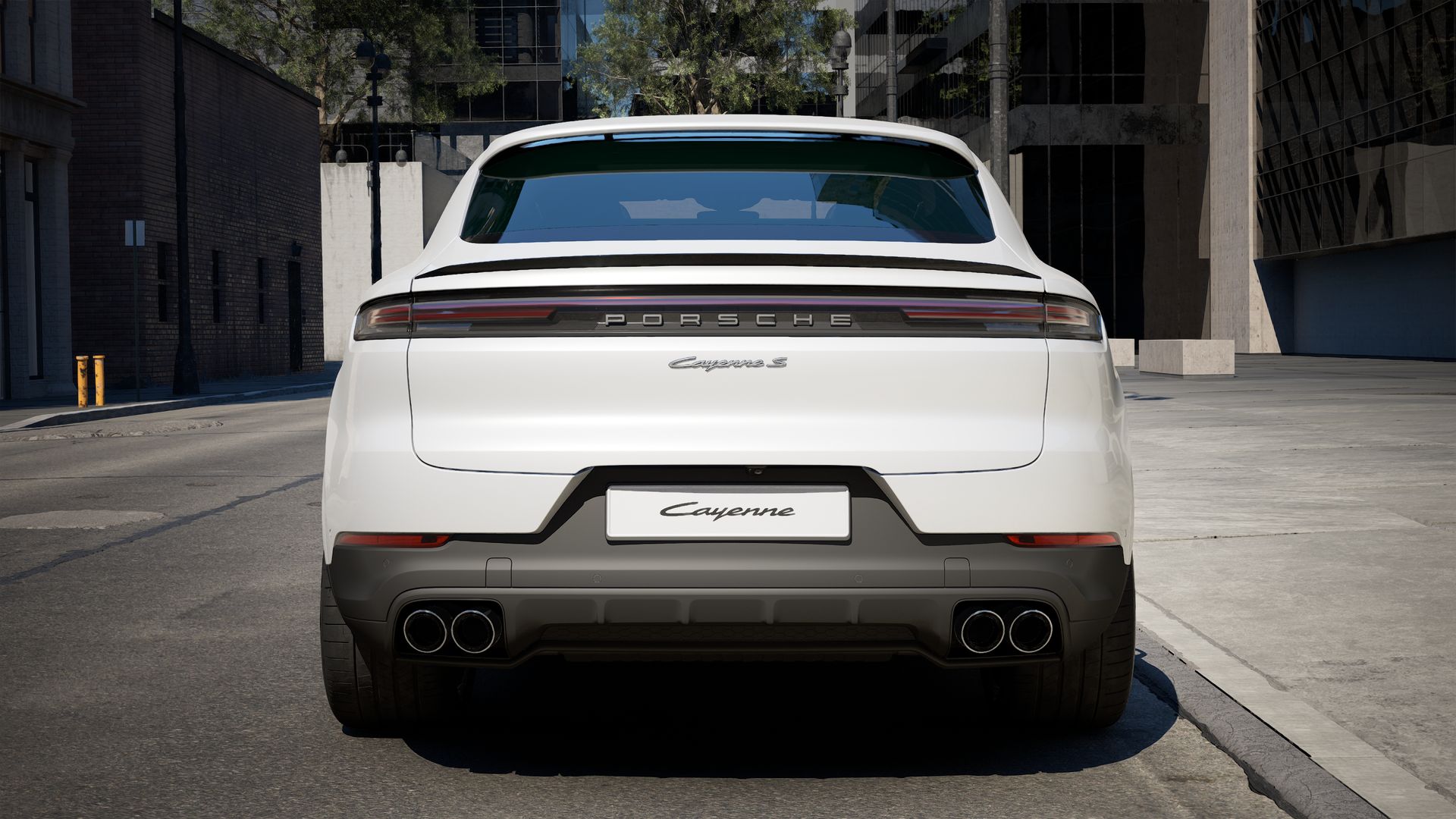 Exterior view of Cayenne S E-Hybrid Coupe showing the rear of the car