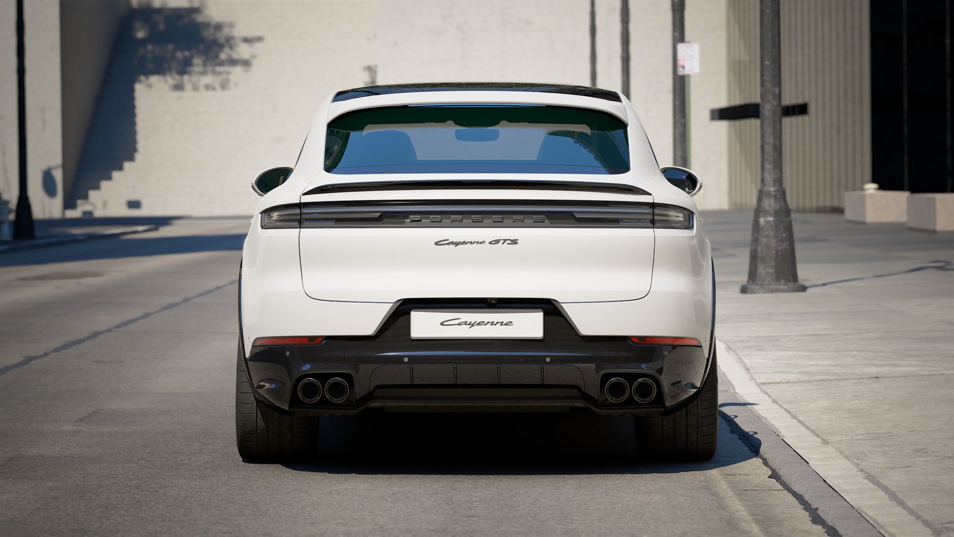 Exterior view of Cayenne GTS Coupe showing the rear of the car