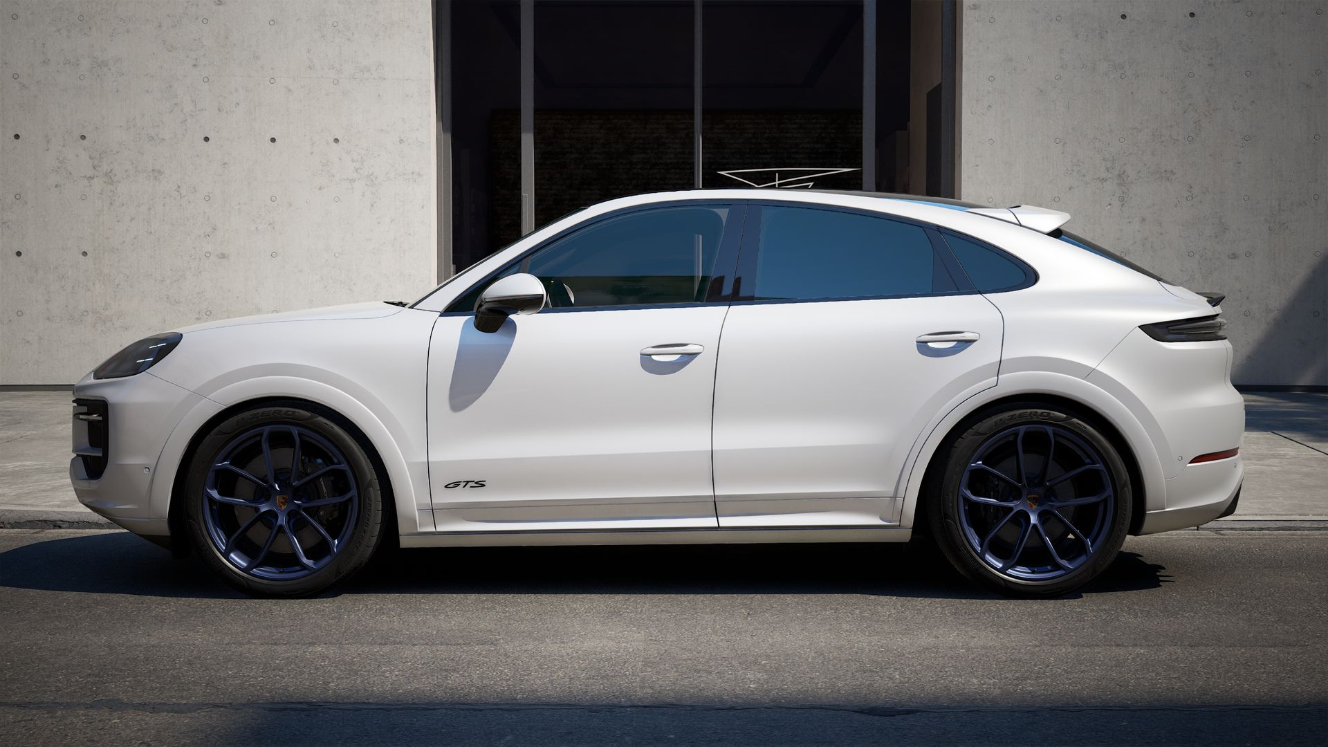 Exterior view of Cayenne GTS Coupe showing the left side of the car