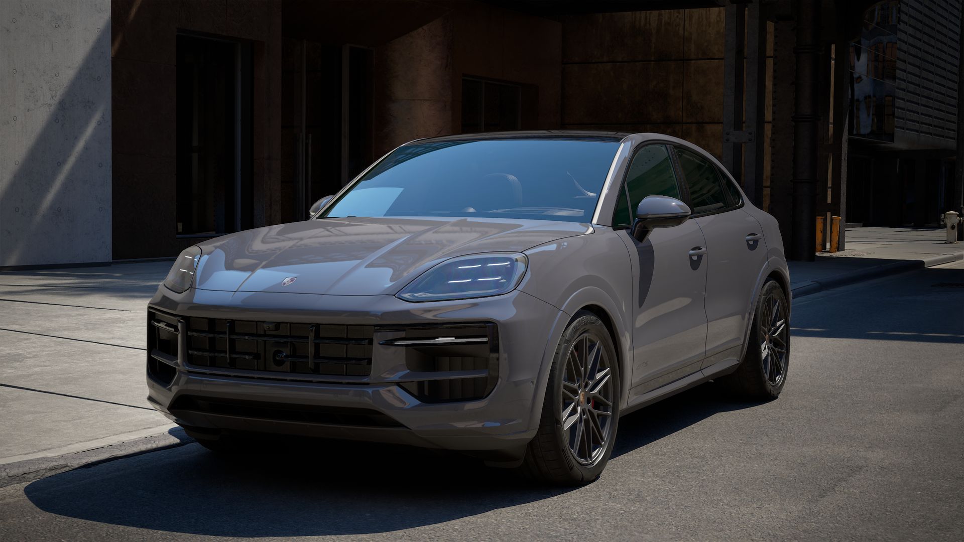 Exterior view of Cayenne GTS Coupe showing the front and left side of the car