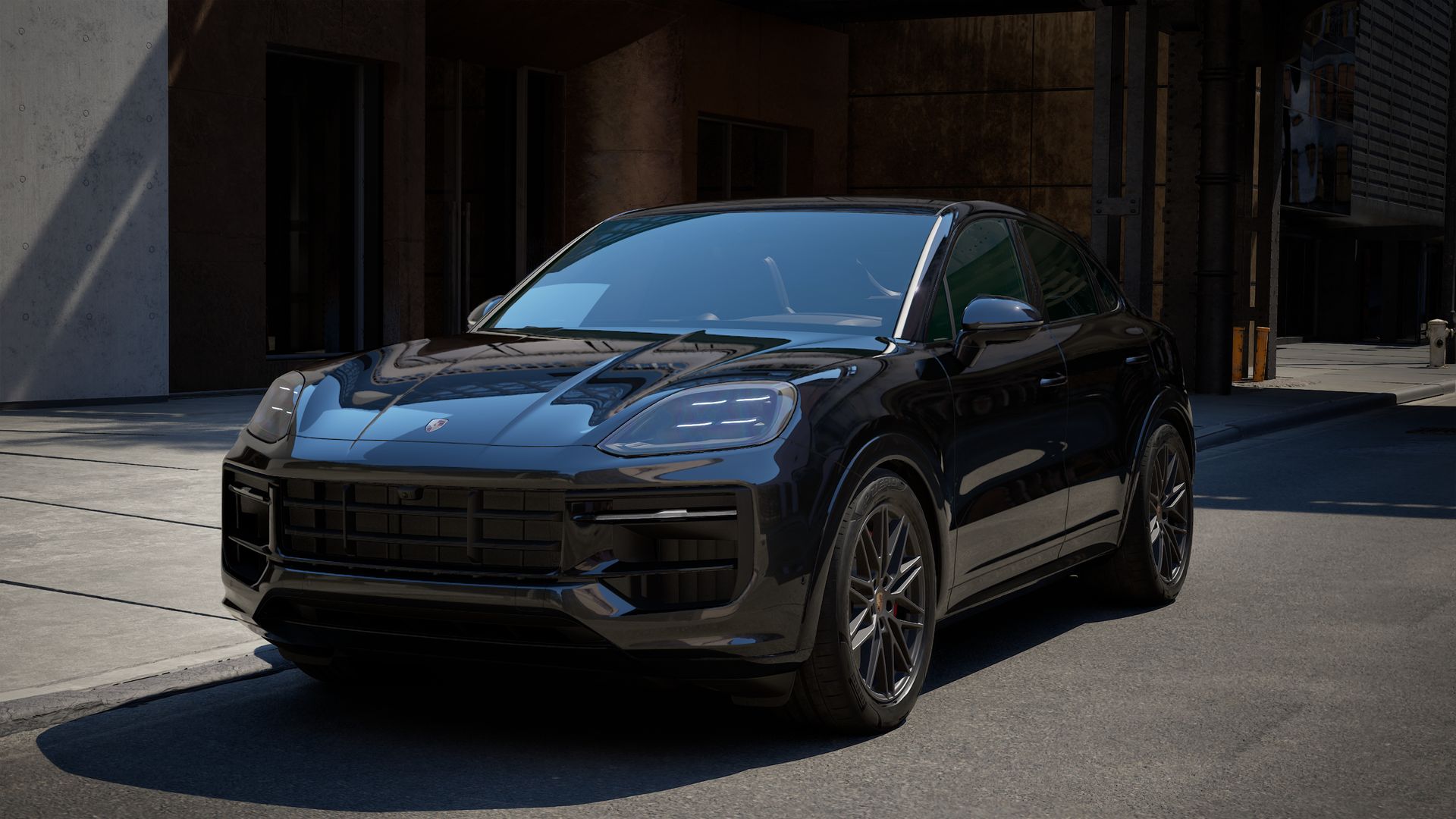 Exterior view of Cayenne GTS Coupe showing the front and left side of the car
