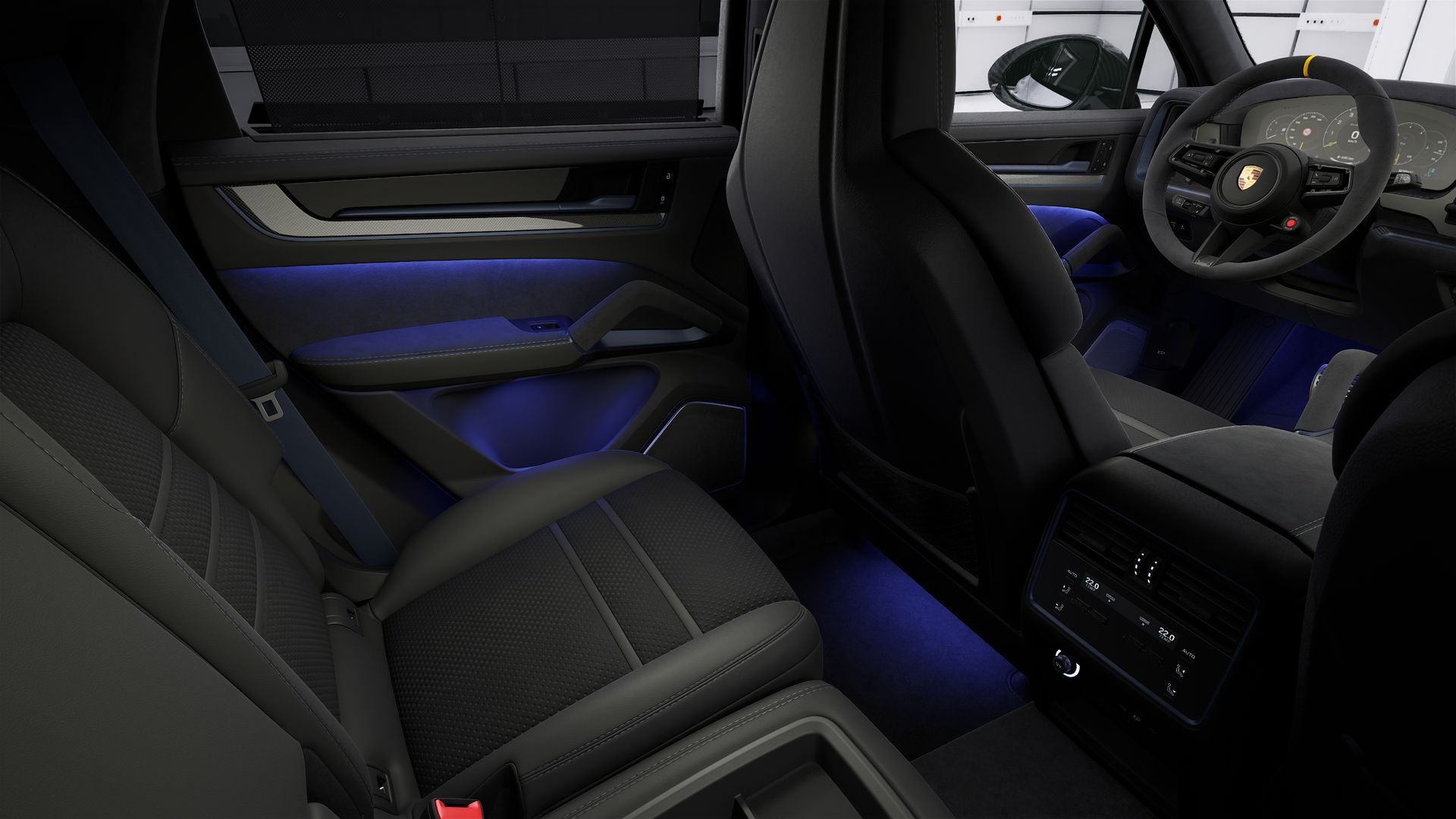 Interior view showing the back seats of Cayenne Turbo GT