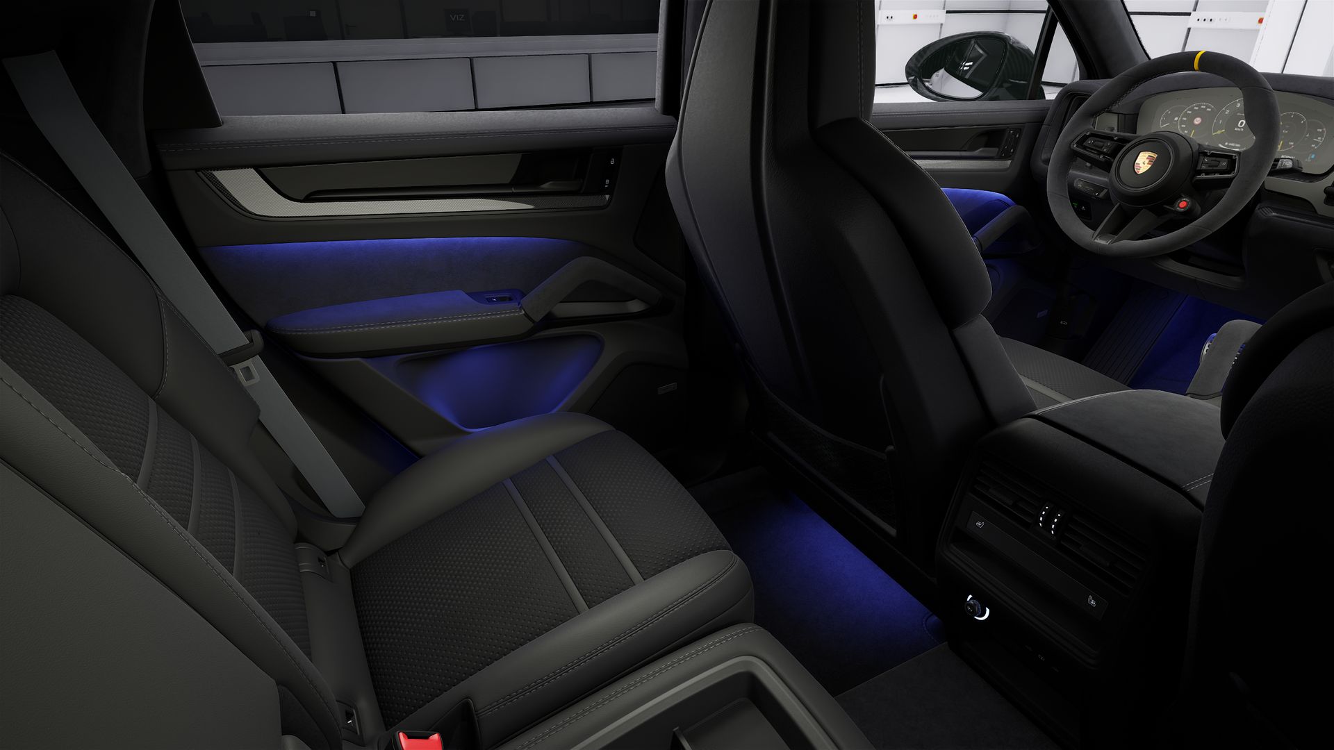 Interior view showing the back seats of Cayenne Turbo GT