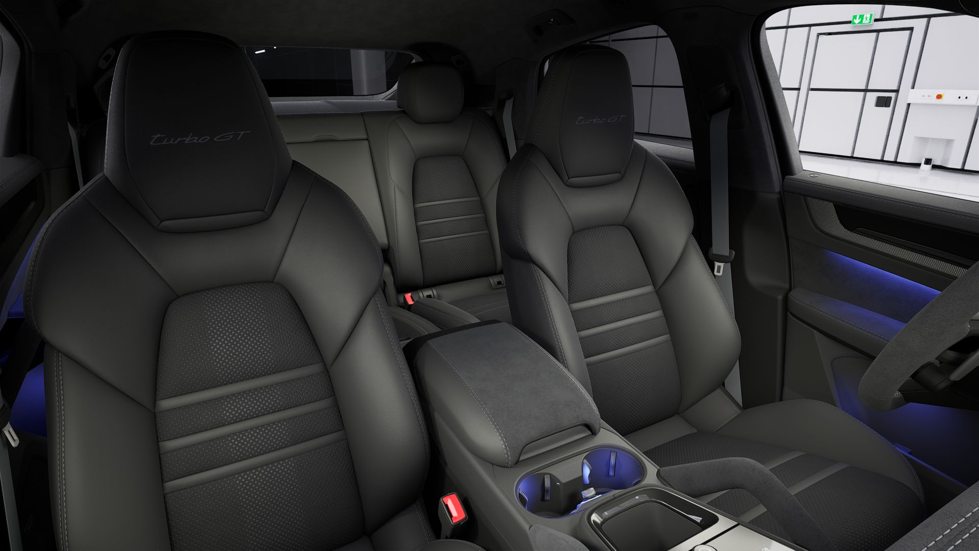 Interior view showing the front seats of Cayenne Turbo GT