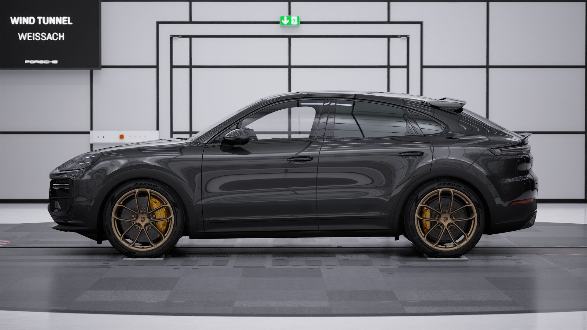 Exterior view of Cayenne Turbo GT showing the left side of the car