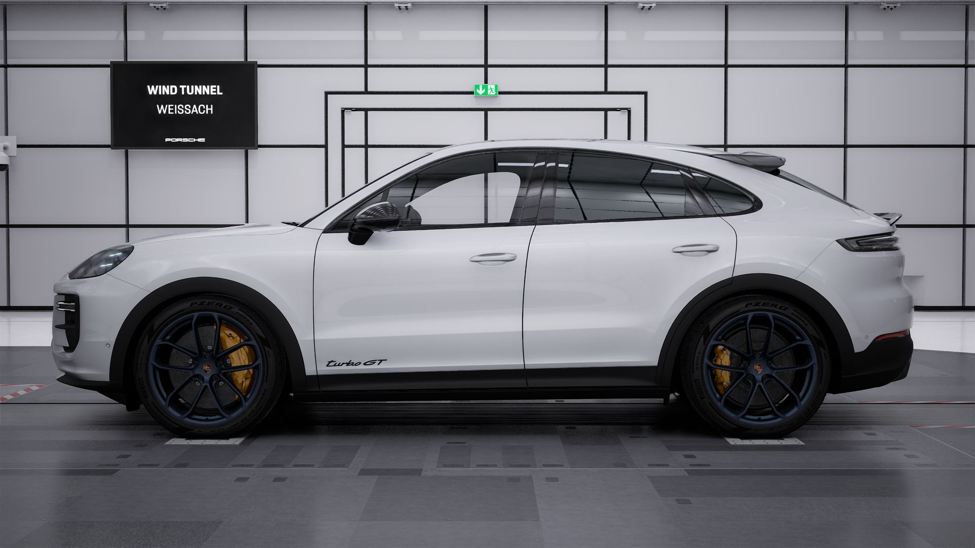 Exterior view of Cayenne Turbo GT showing the left side of the car
