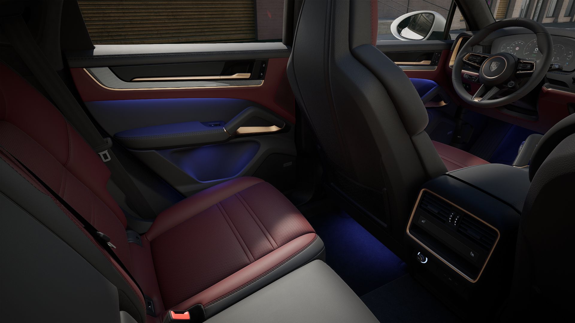 Interior view showing the back seats of Cayenne Turbo E-Hybrid Coupe