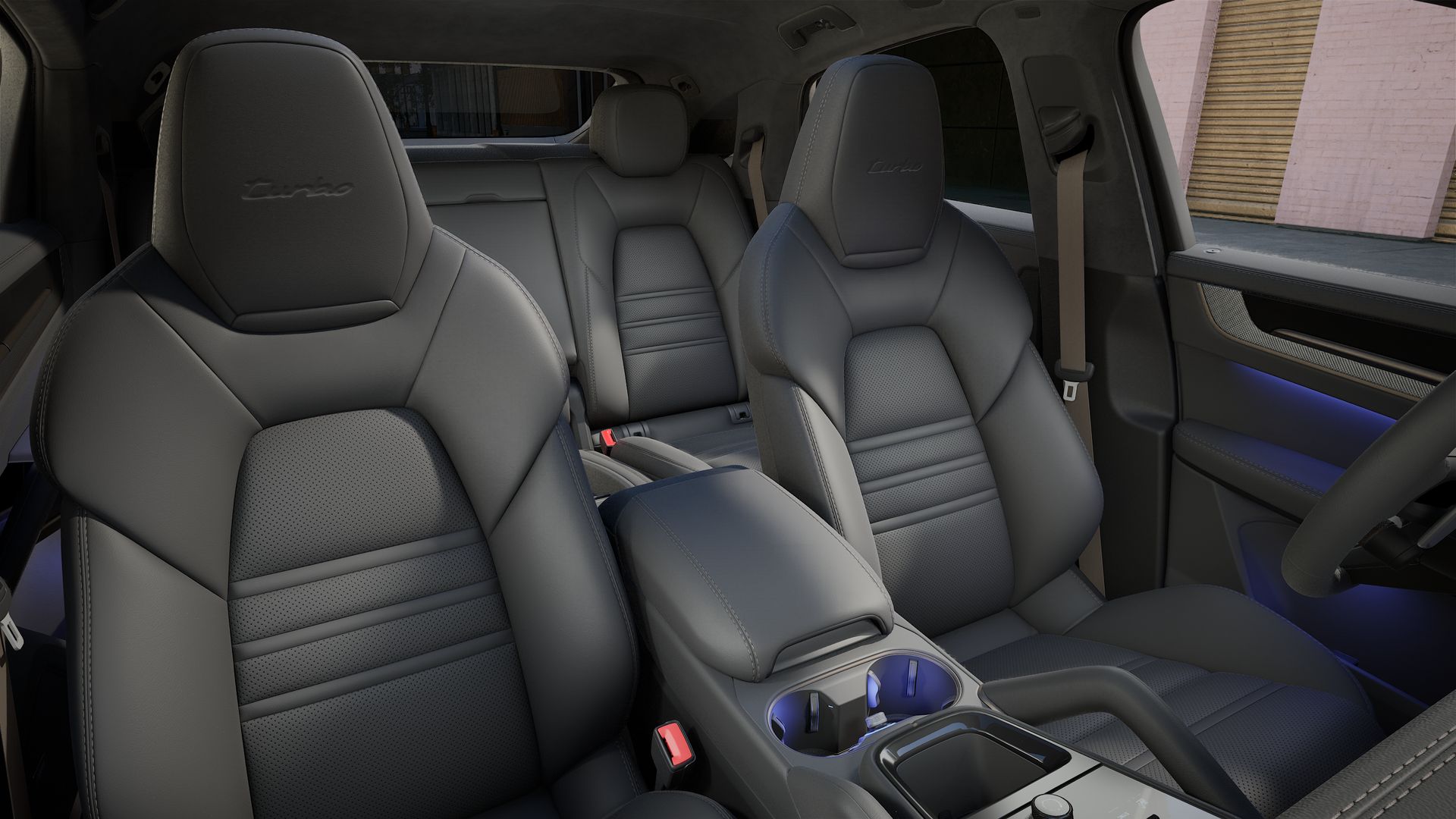 Interior view showing the front seats of Cayenne Turbo E-Hybrid Coupe