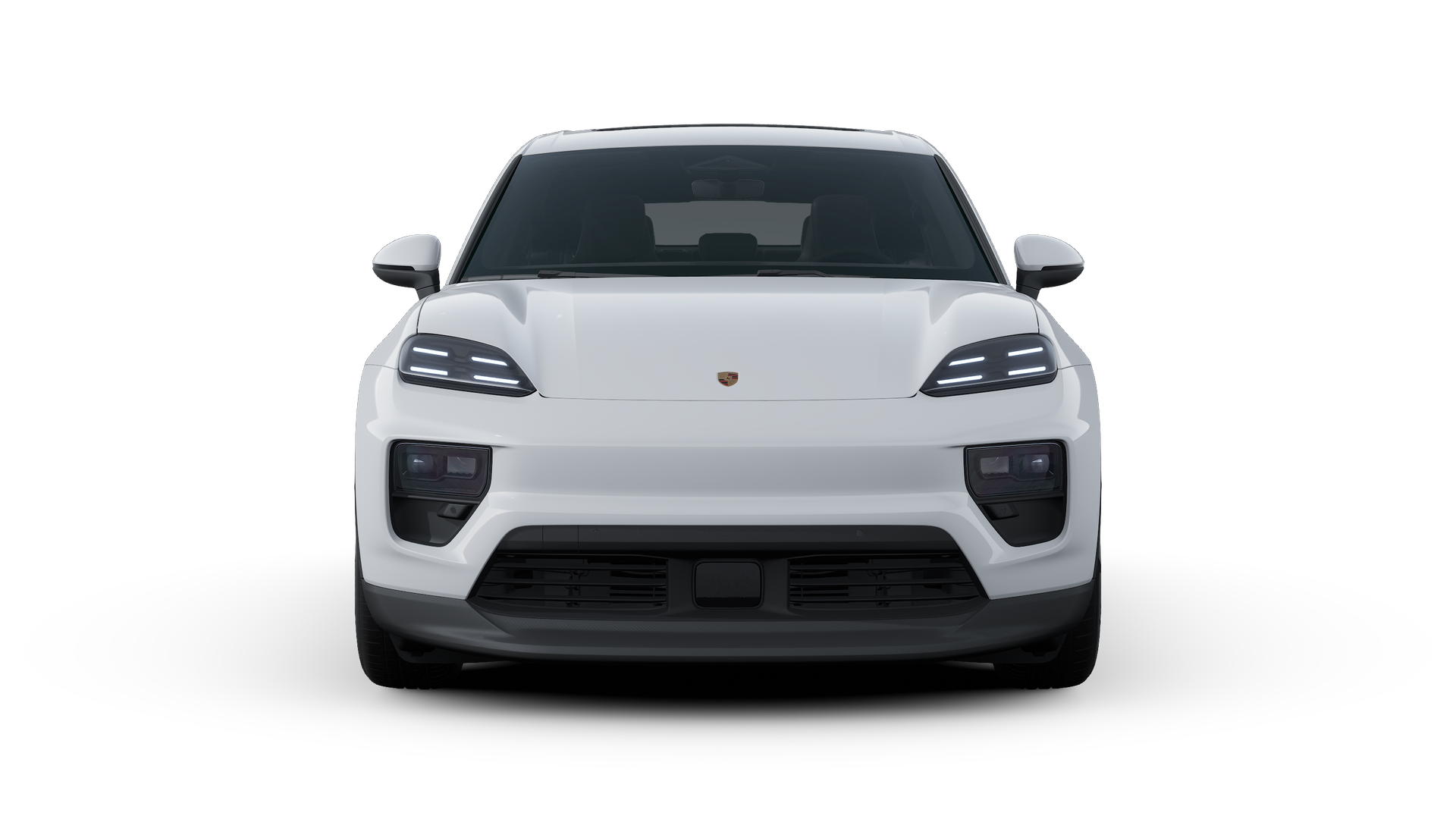 Exterior view of Macan Electric showing the front of the car