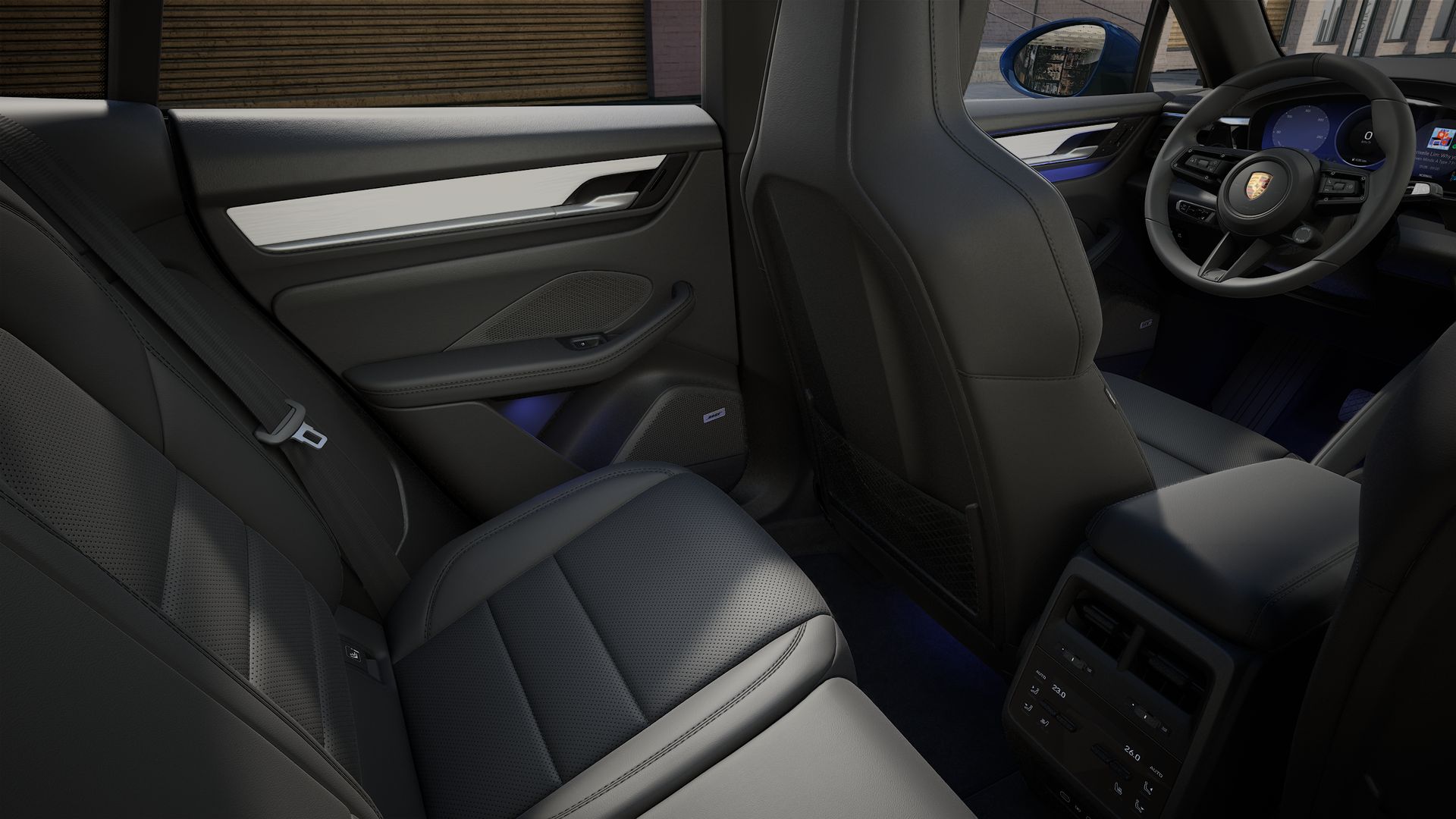 Interior view showing the back seats of Macan 4 Electric