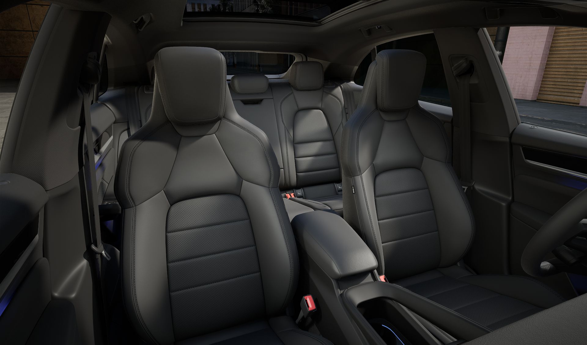 Interior view showing the front seats of Macan 4 Electric