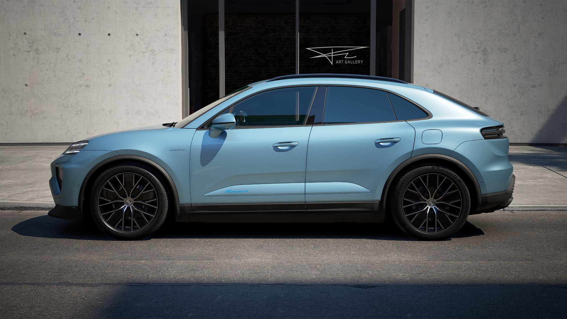 Exterior view of Macan 4 Electric showing the left side of the car