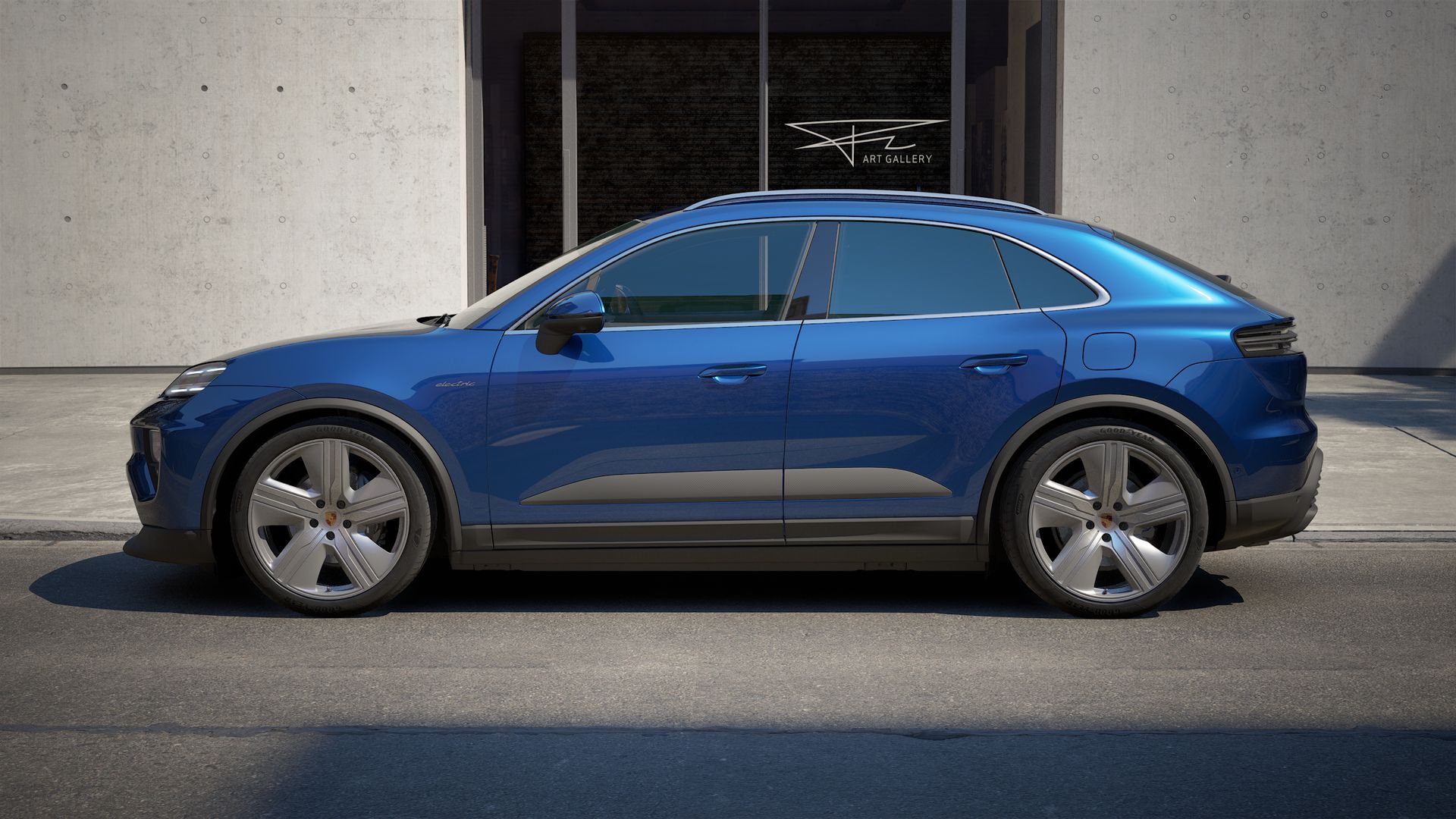 Exterior view of Macan 4 Electric showing the left side of the car