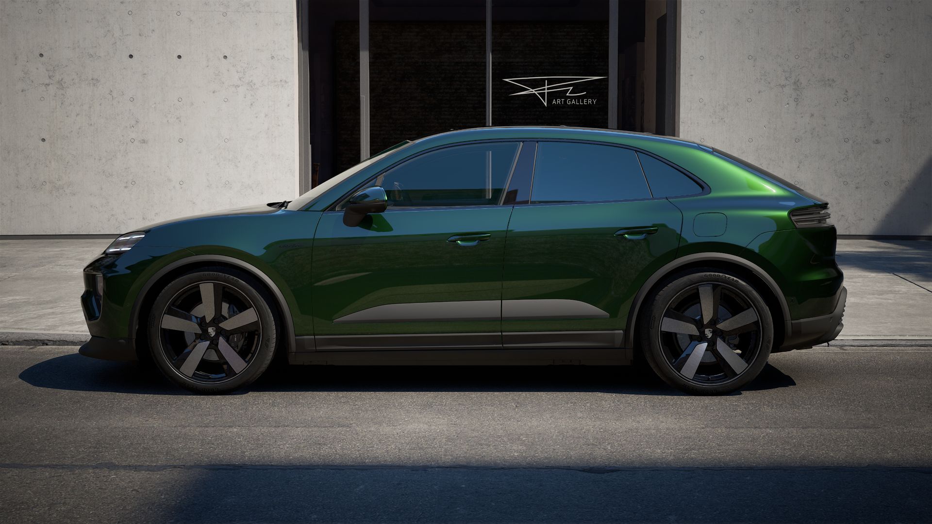 Exterior view of Macan 4 Electric showing the left side of the car