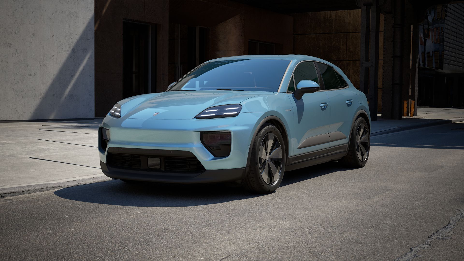 Exterior view of Macan 4 Electric showing the front and left side of the car