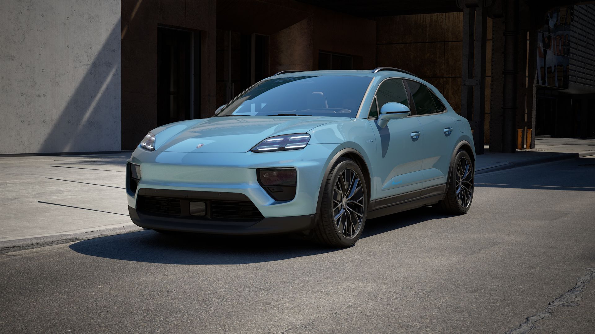 Exterior view of Macan 4 Electric showing the front and left side of the car