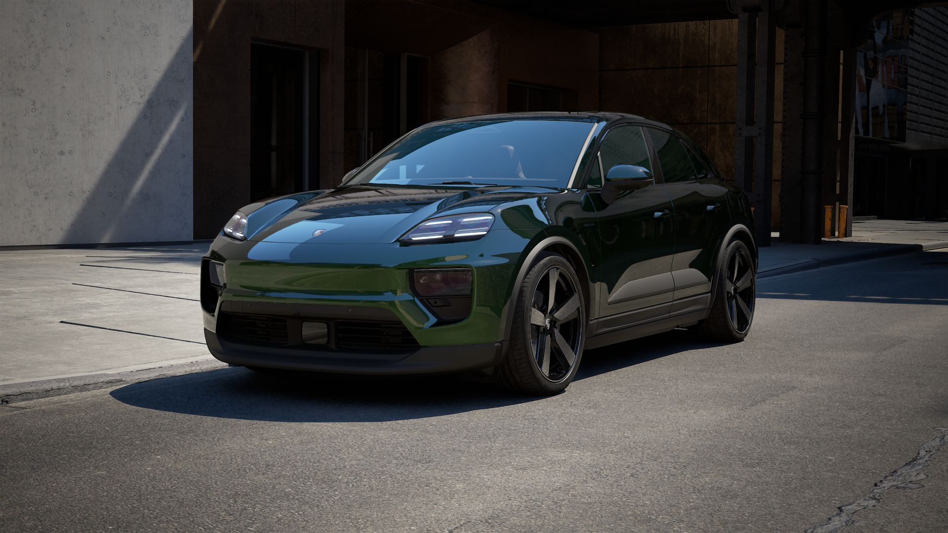 Exterior view of Macan 4 Electric showing the front and left side of the car