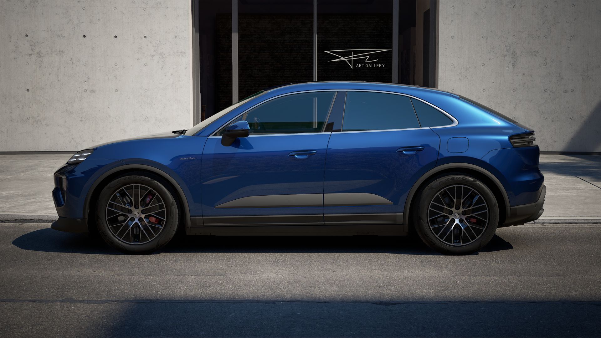 Exterior view of Macan 4S Electric showing the left side of the car