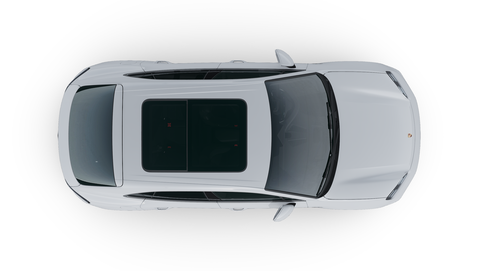 Exterior view of Macan 4S Electric from above the car facing upwards