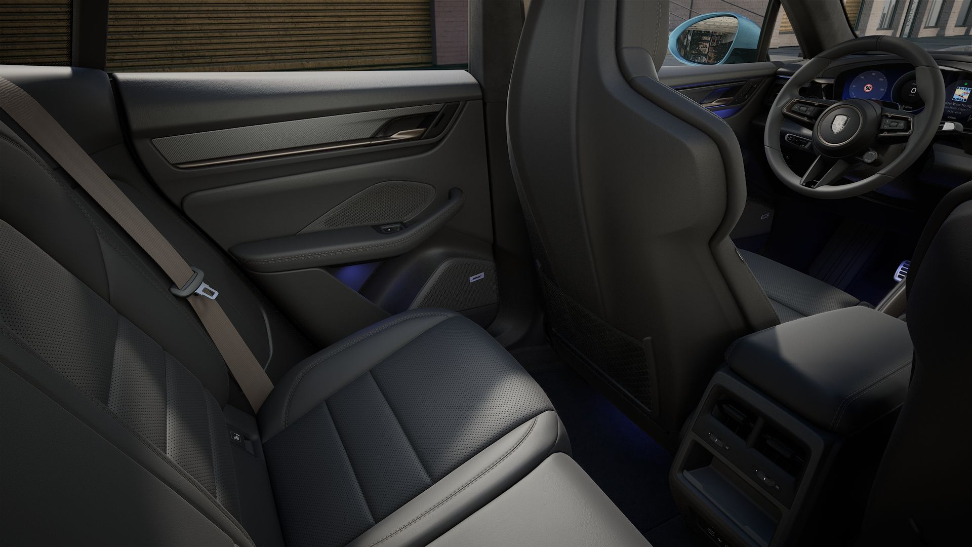 Interior view showing the back seats of Macan Turbo Electric